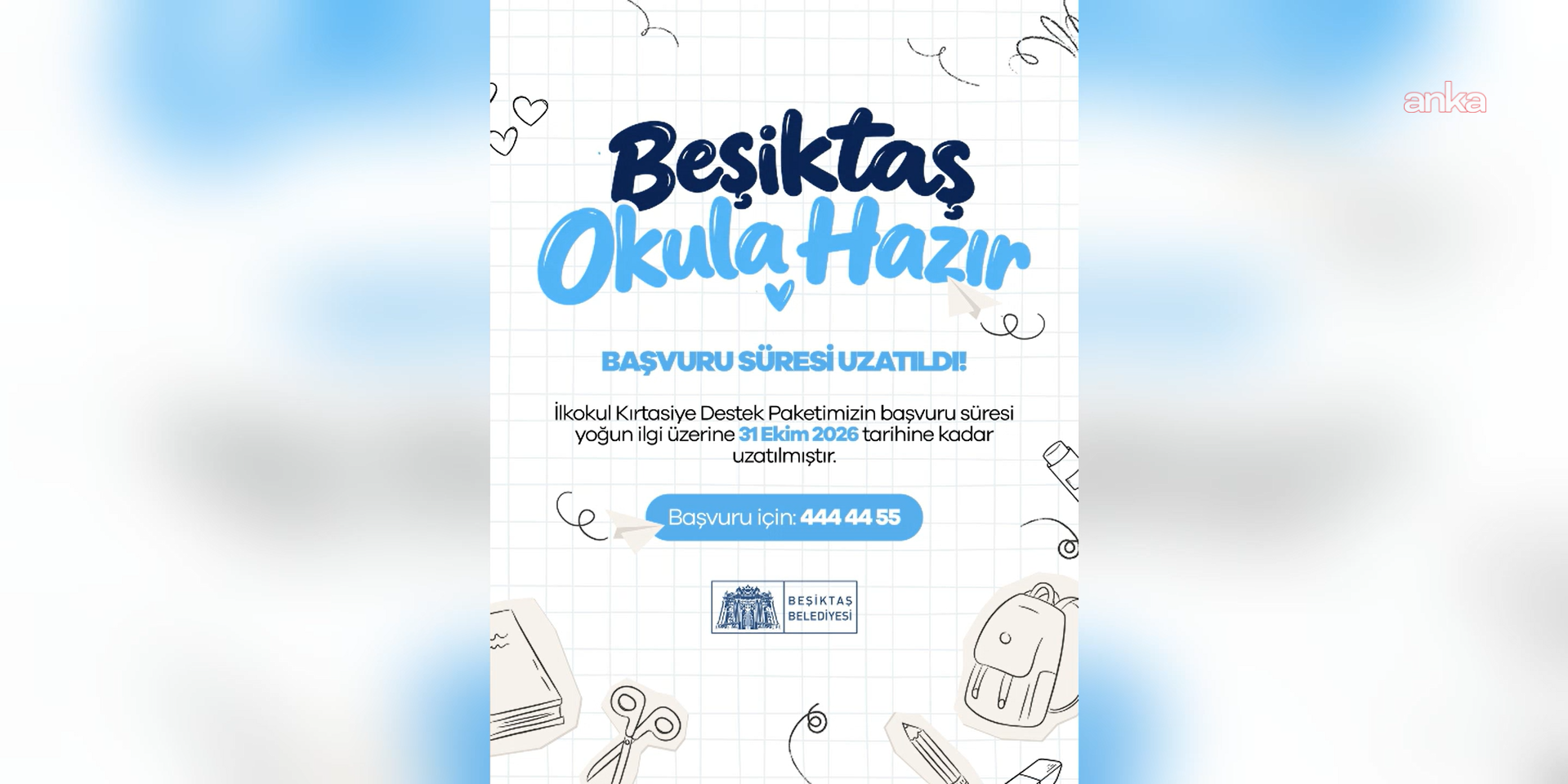 Beşiktaş Belediyesi, kırtasiye desteği başvurularını 31 Ekim’e kadar uzattı