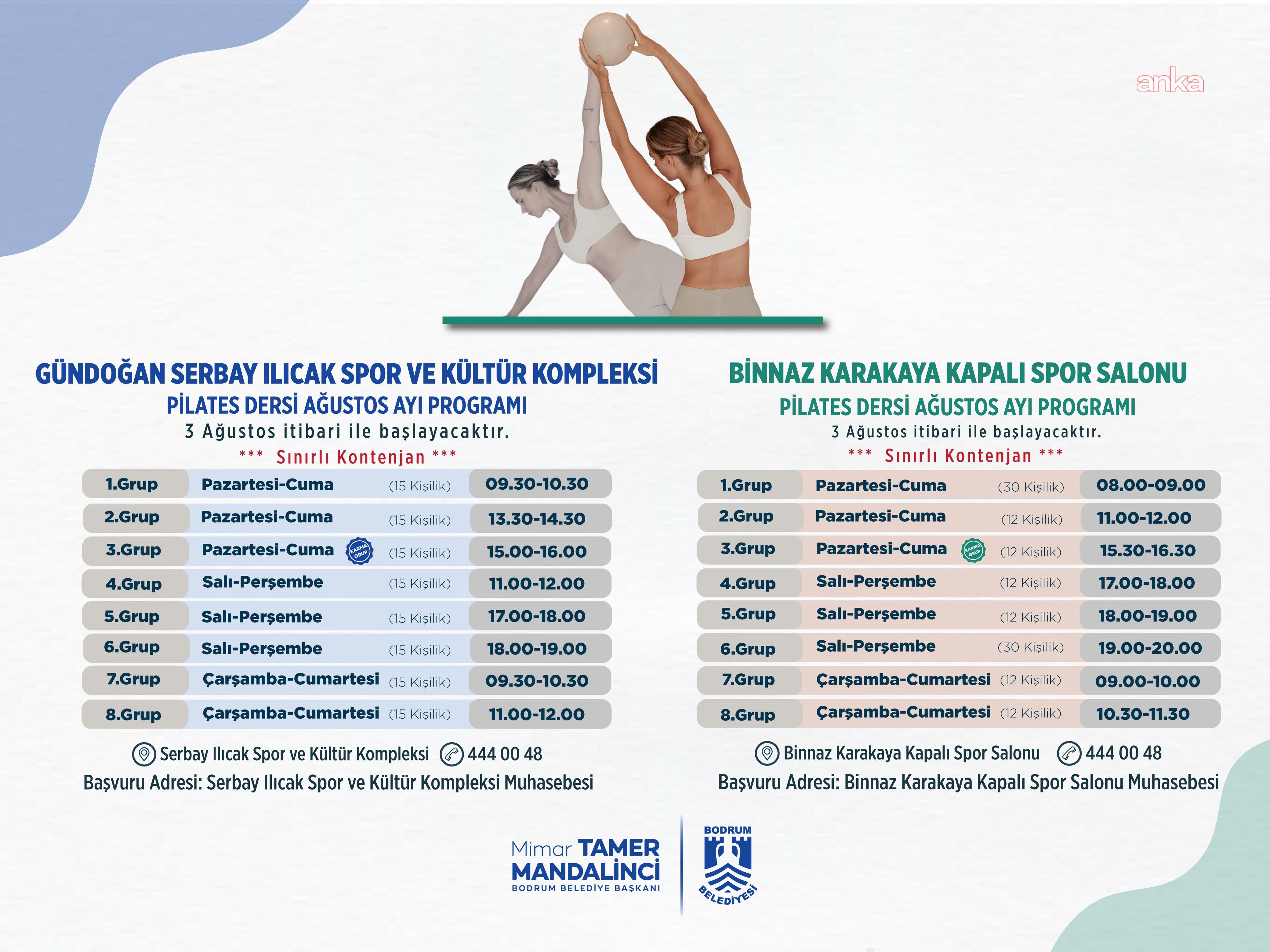 Bodrum'da ağustos ayı pilates dersleri başlıyor