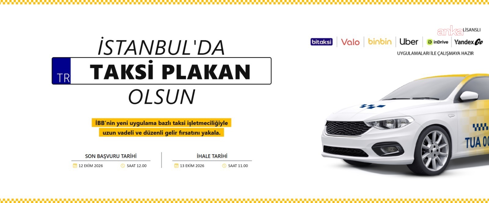 İstanbul’da “Uygulama Bazlı Taksi Modeli” için 10’uncu ihale 13 Ekim’de