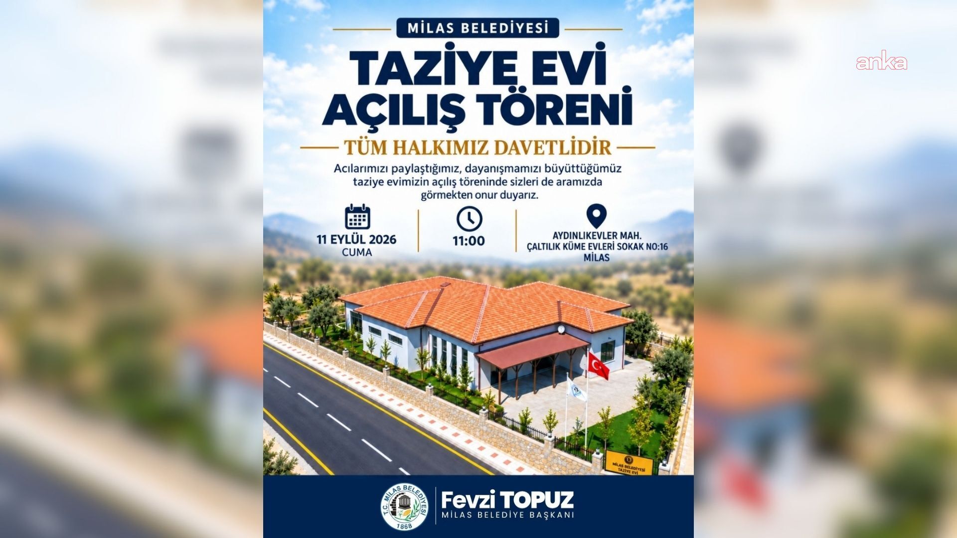Milas Belediyesi Taziye Evi, 11 Eylül'de açılıyor