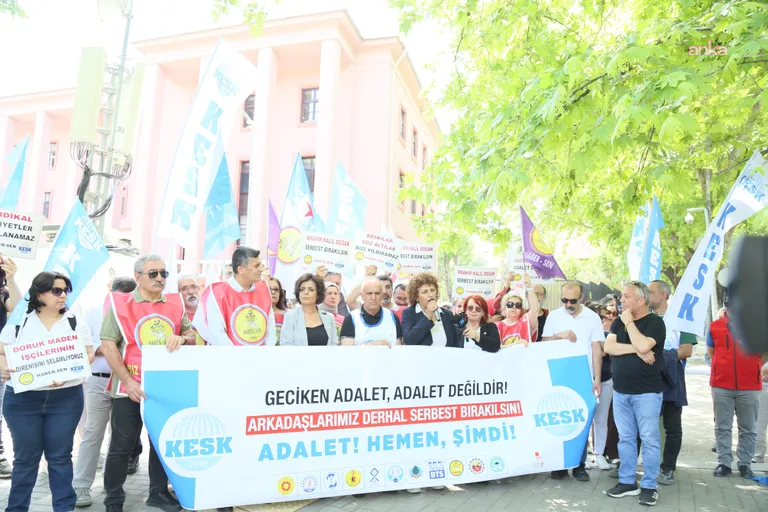 KESK'ten Adalet Bakanlığı önünde çağrı: "Arkadaşlarımız derhal serbest bırakılsın"
