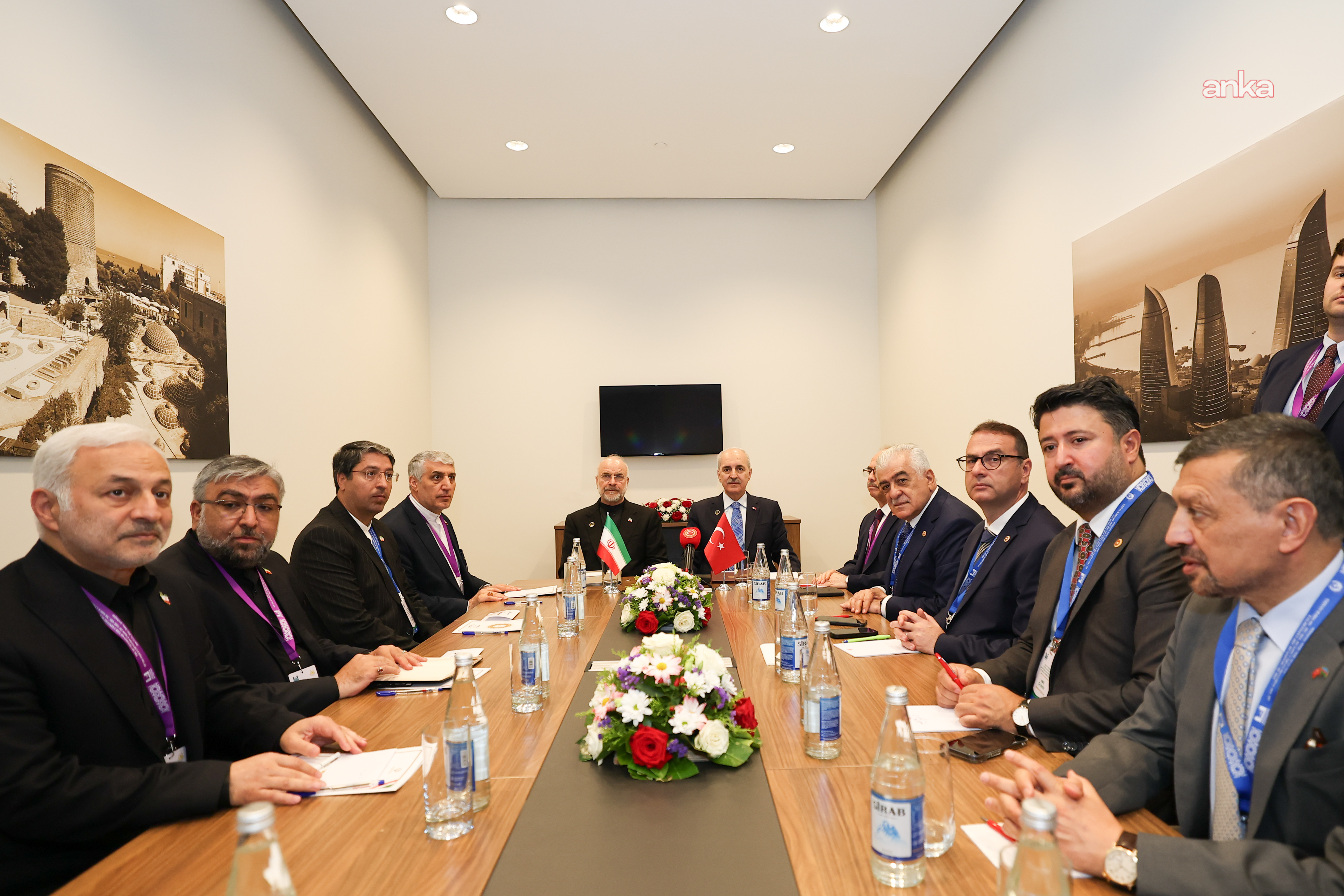 TBMM Başkanı Kurtulmuş, Bakü'de İran İslami Danışma Meclisi Başkanı Ghalibahf ile görüştü
