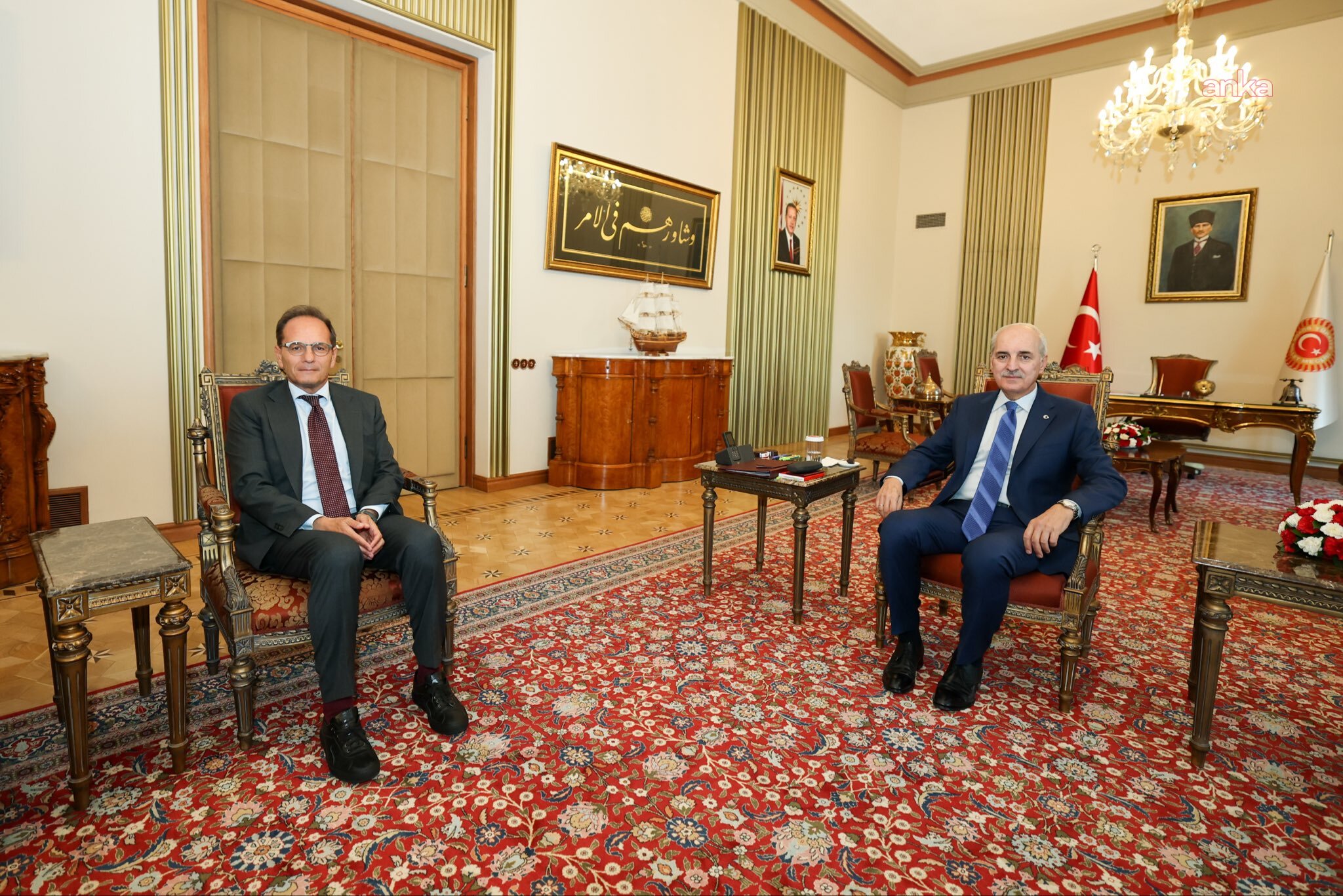 Kurtulmuş, İtalya'nın Ankara Büyükelçisi Manzo'yu kabul etti