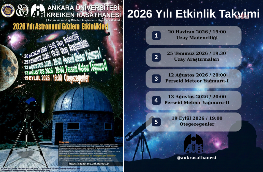 Ankara Kreiken Rasathanesi’nde Perseid meteor yağmuru için iki gecelik gözlem etkinliği