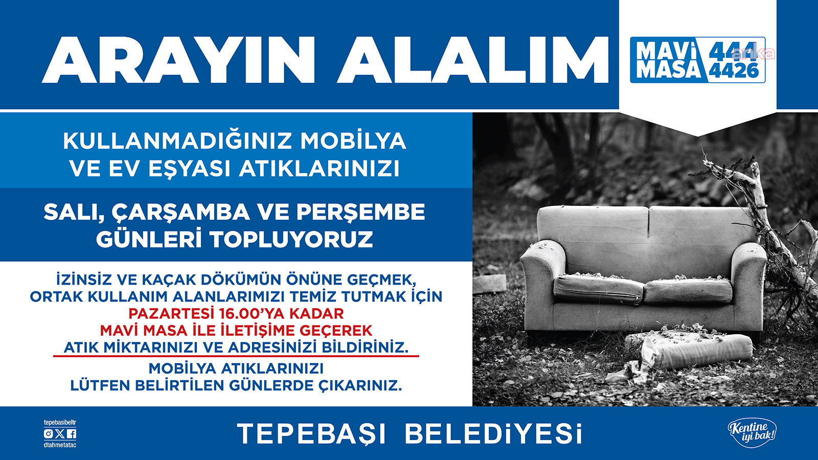 Tepebaşı Belediyesi, mobilya atıklarını belirli günlerde toplamaya devam ediyor