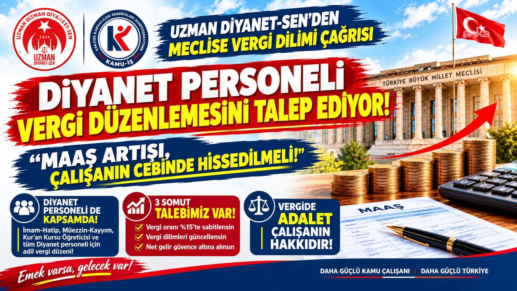 Uzman Diyanet-Sen Genel Başkanı Çelik'ten "gelir vergisi oranının yıl boyunca yüzde 15'te sabitlenmesi" çağrısı