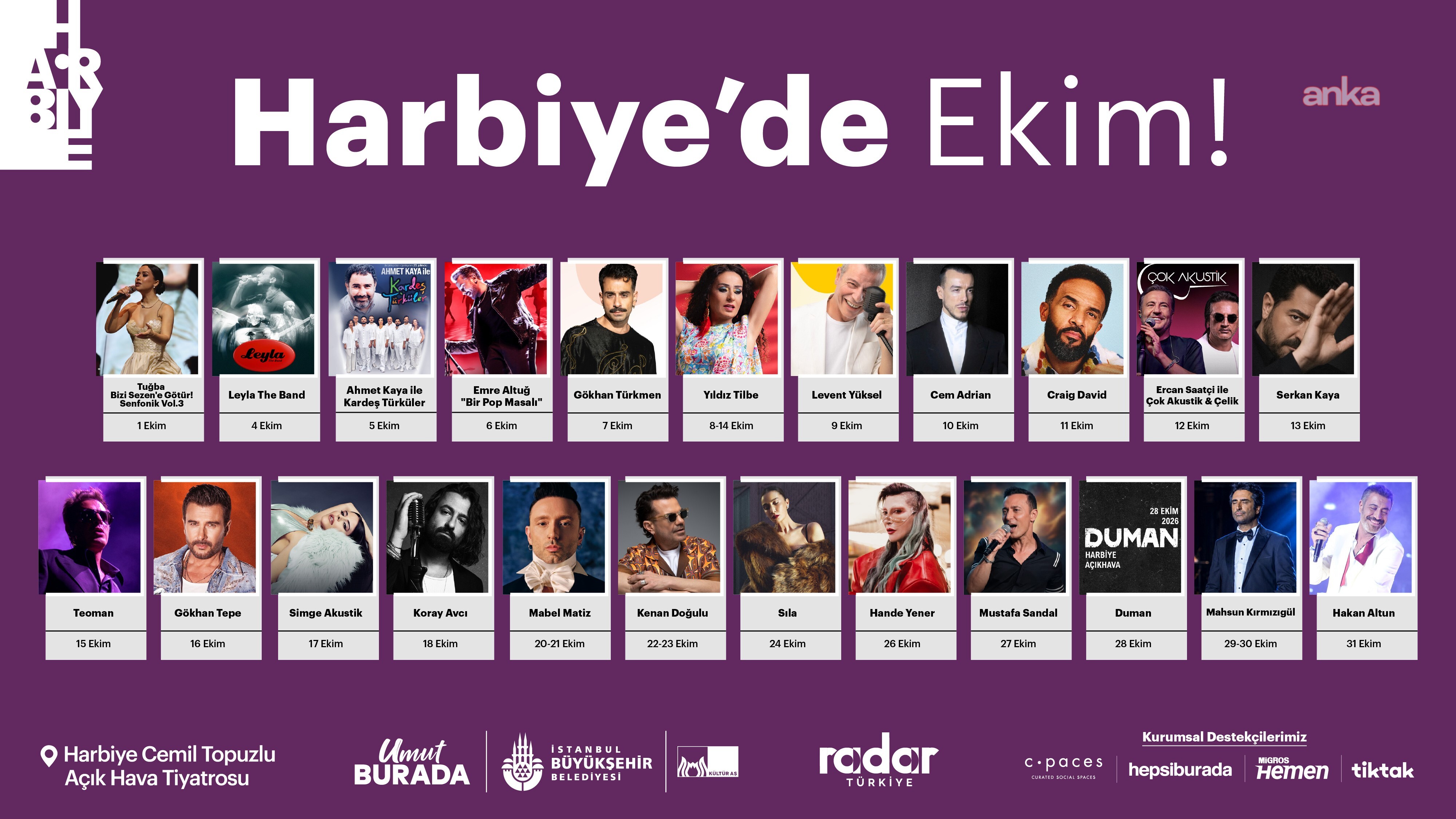 Harbiye Açık Hava, ekim ayında da müzik dolu