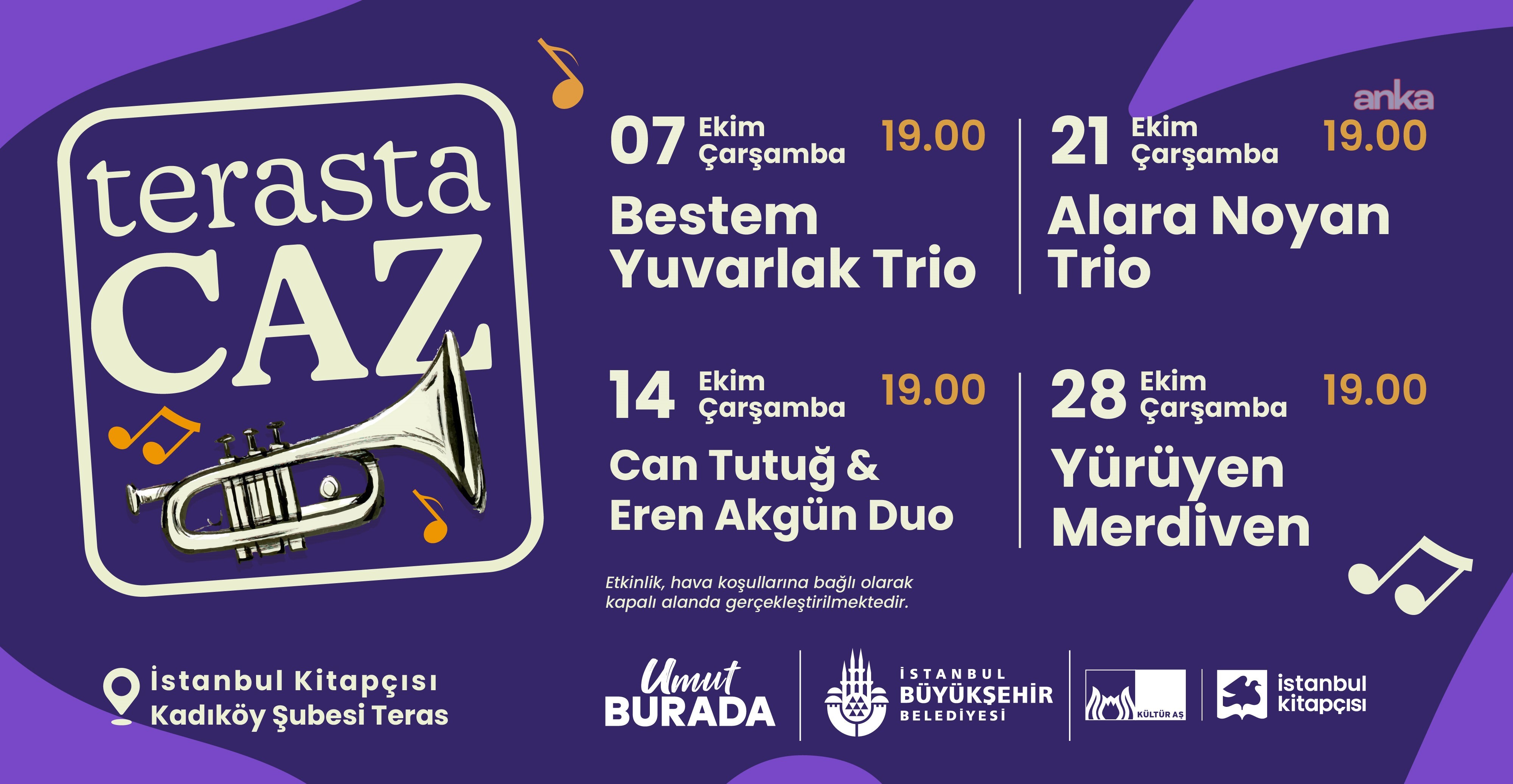 “Terasta Caz” konserleri ekim ayında da müzikseverlerle buluşuyor