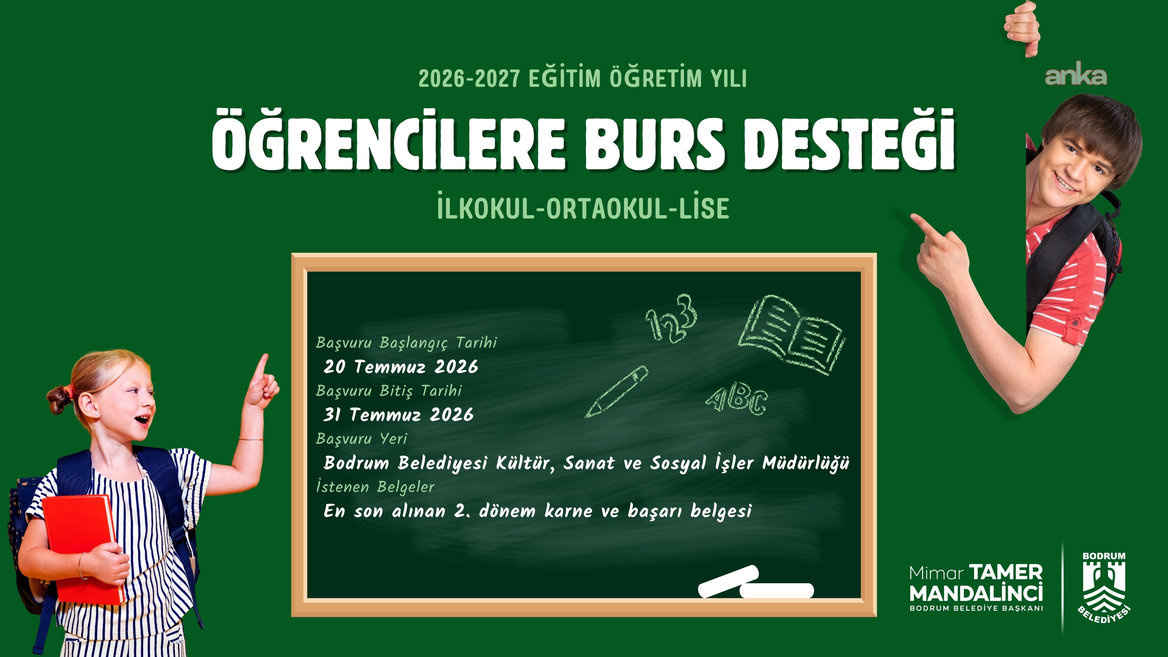 Bodrum Belediyesi'nden ilkokul, ortaokul ve lise öğrencilerine burs desteği