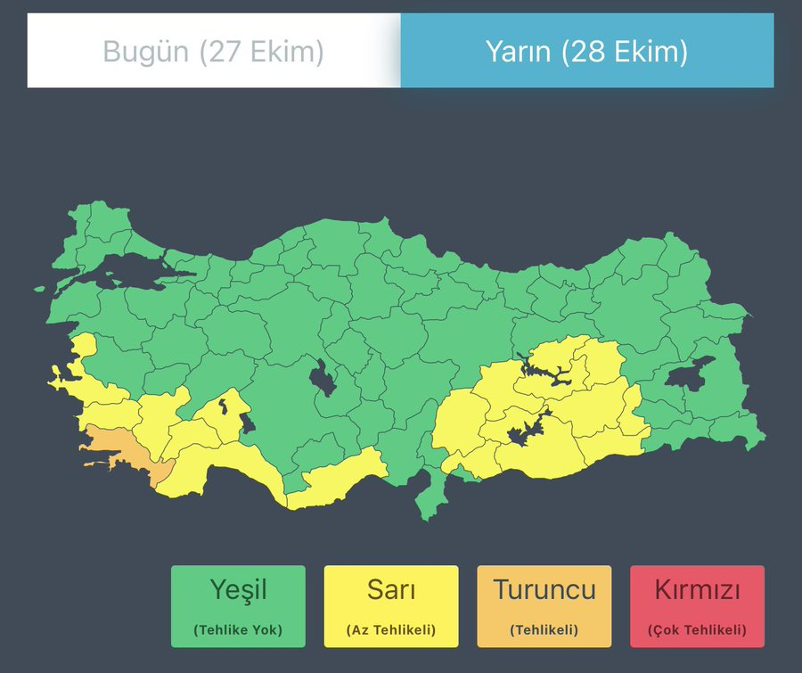 Meteoroloji’den 17 il için sarı, Muğla’nın 8 ilçesi için turuncu uyarı