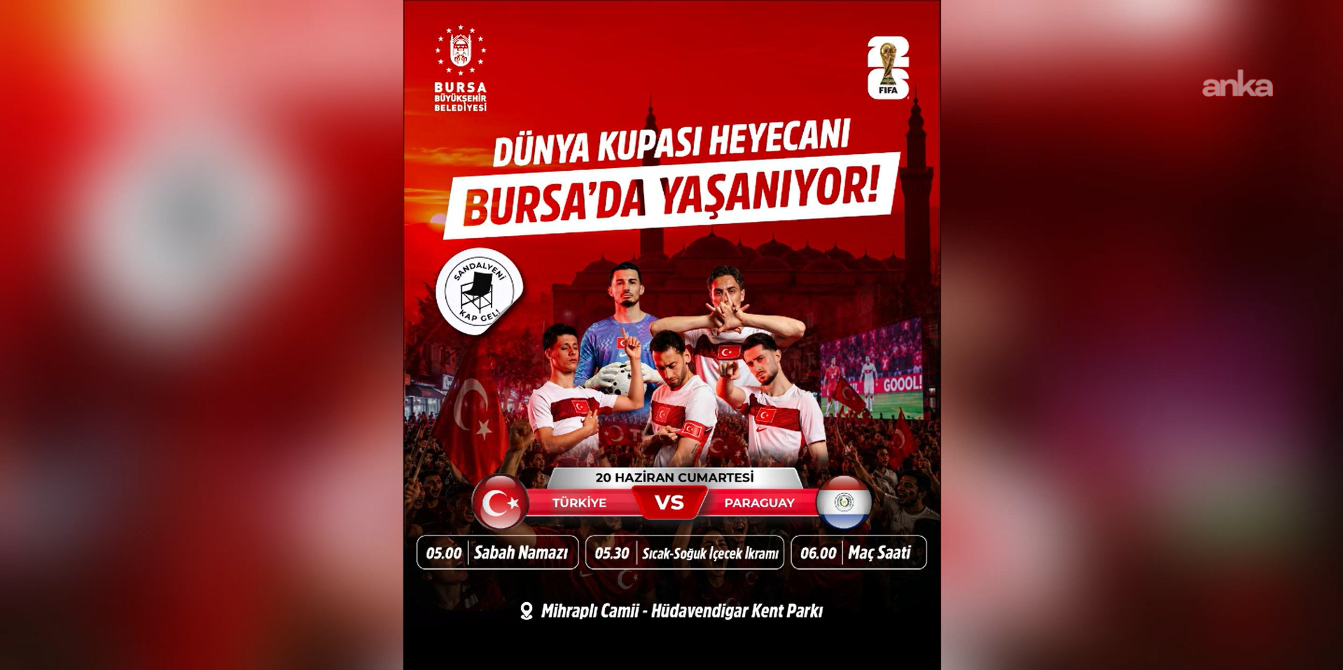 Dünya Kupası heyecanı Bursa'da dev ekranda yaşanacak