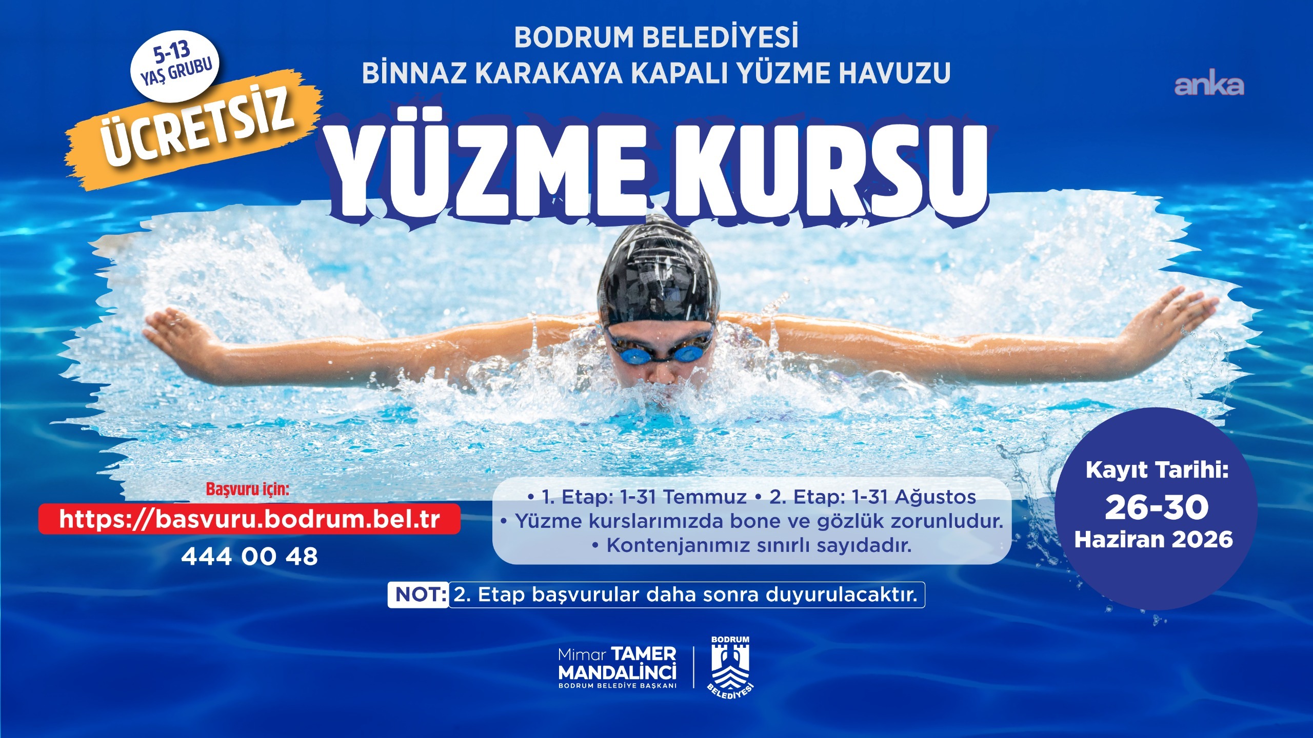 Bodrum Belediyesi’nden çocuklara ücretsiz yüzme kursu