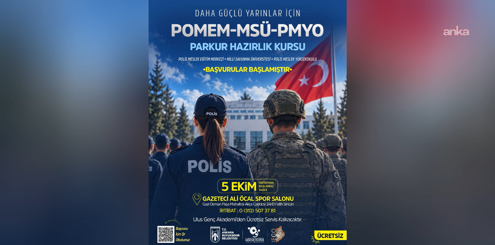 Ankara Büyükşehir Belediyesi’nden POMEM, MSÜ ve PMYO adaylarına ücretsiz parkur hazırlık kursu