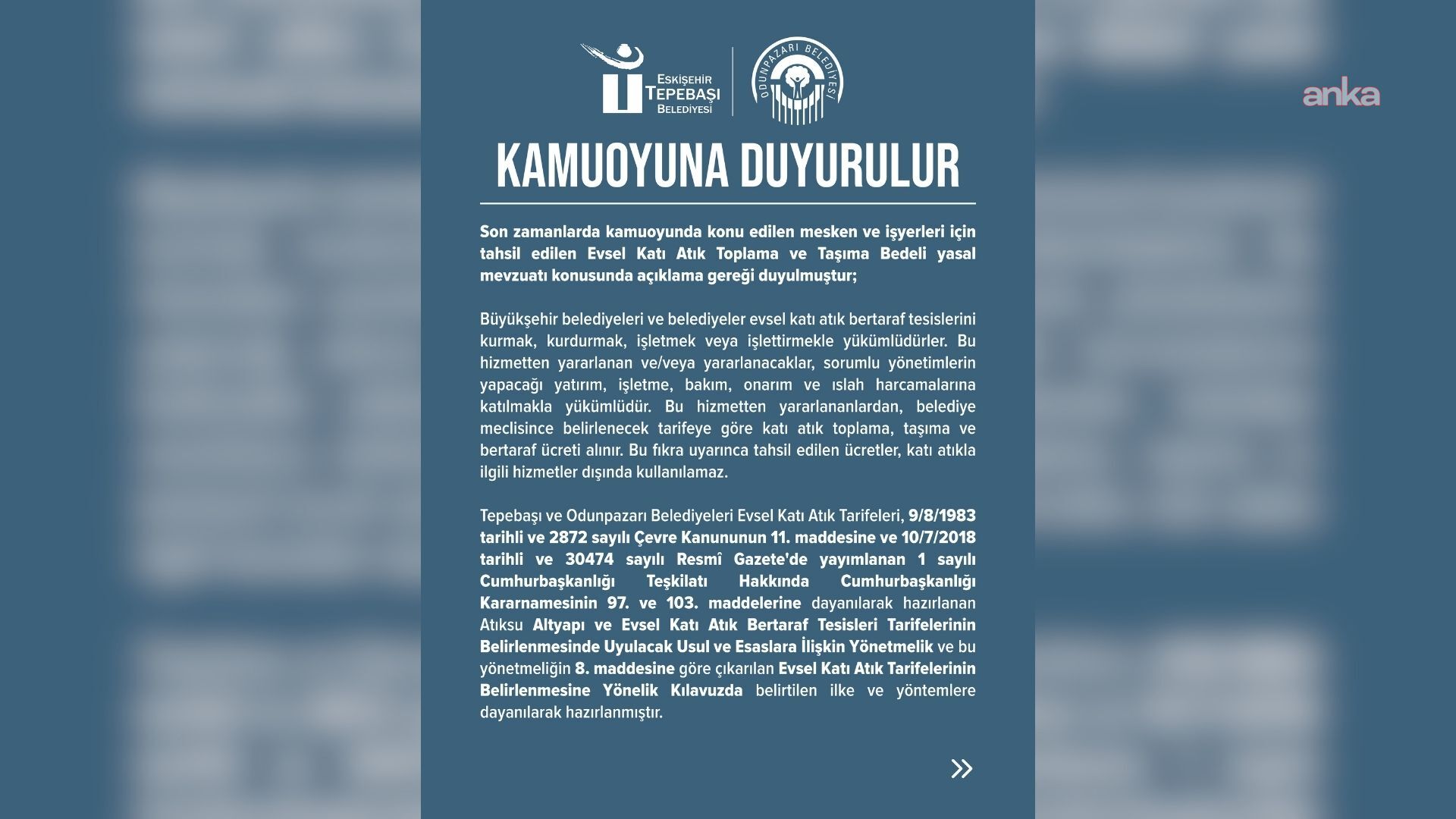 Tepebaşı Belediyesi’nden katı atık bedeli açıklaması: Tarifeler "kirleten öder" ilkesine göre belirleniyor