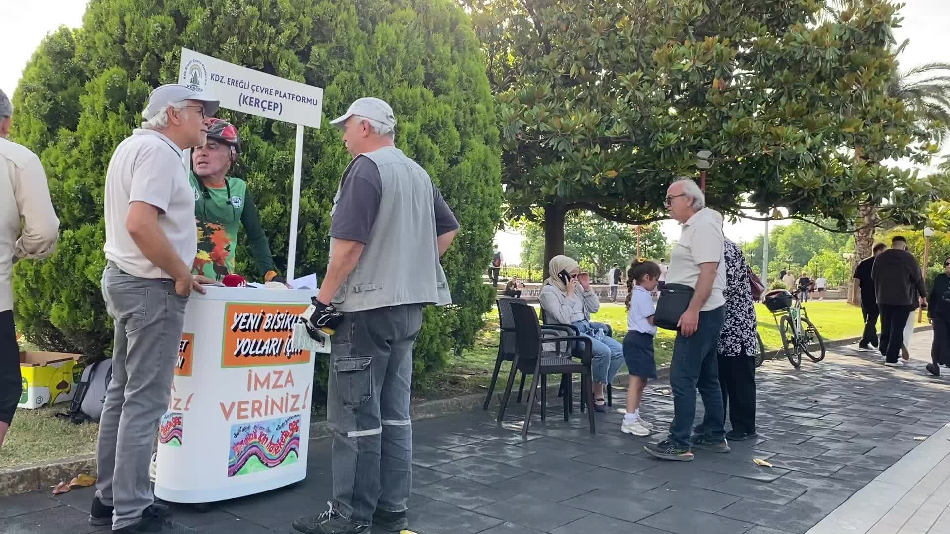 Karadeniz Ereğli'de Çevre Haftası etkinliği... Bisiklet yollarının yaygınlaştırılması için imza kampanyası