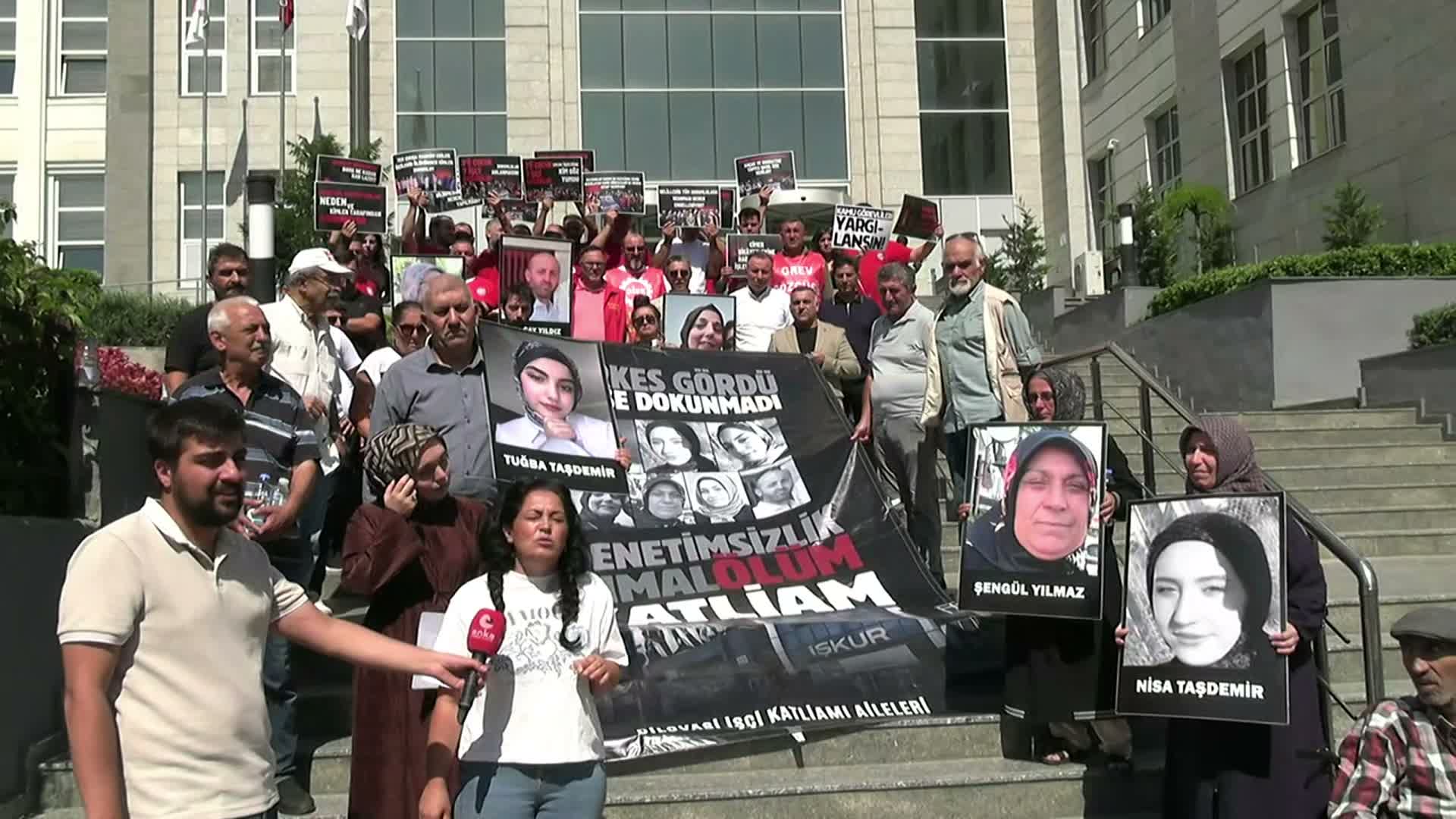 'Dilovası İşçi Katliamı Aileleri' Gebze Adliyesi önünde açıklama yaptı: "Bizi oyalamayın. Tüm sorumluları dosyaya dahil edin"