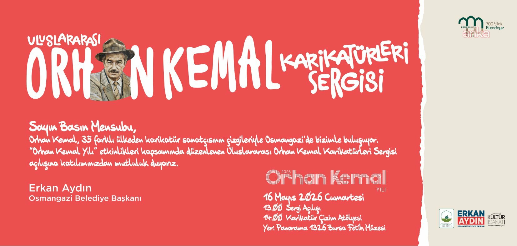 Osmangazi Belediyesi’nden Orhan Kemal’in mirasına sanatsal yolculuk