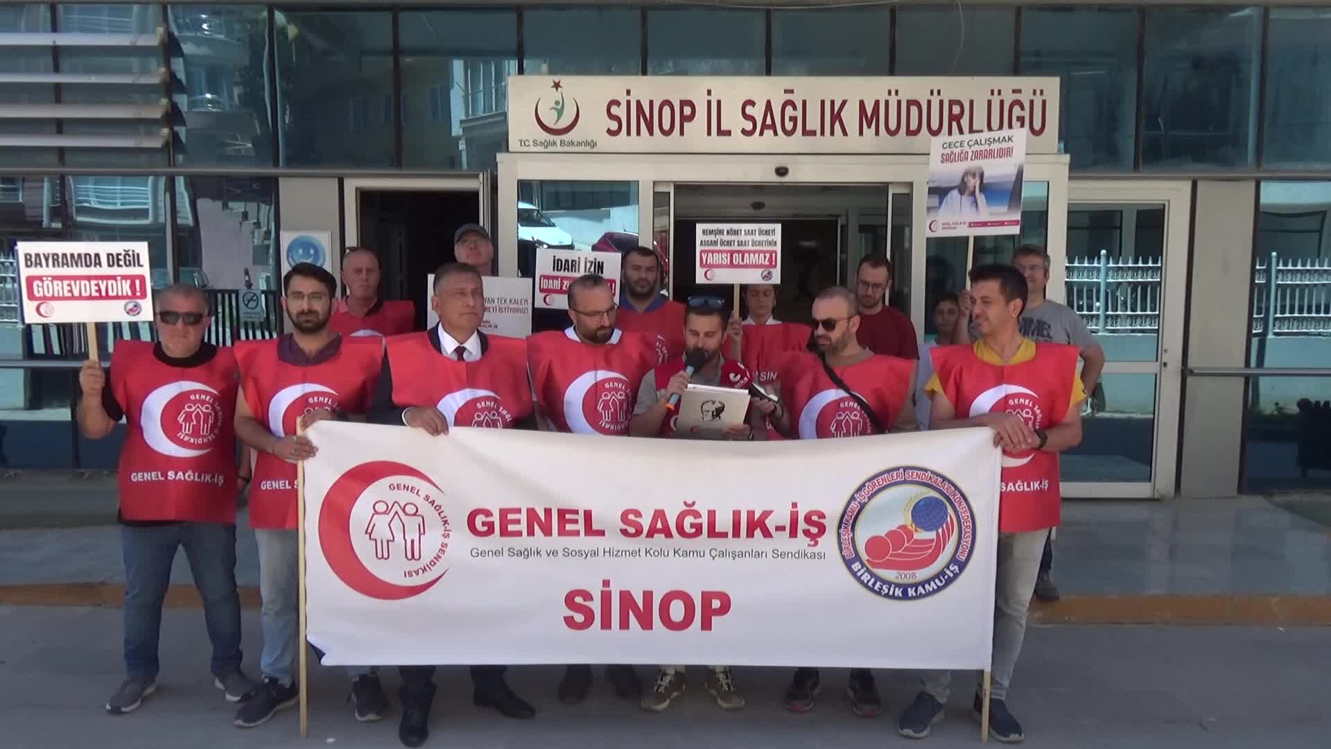 Genel Sağlık-İş Sendikası üyeleri Sinop'ta açıklama yaptı: Ücret adaletsizlikleri giderilsin