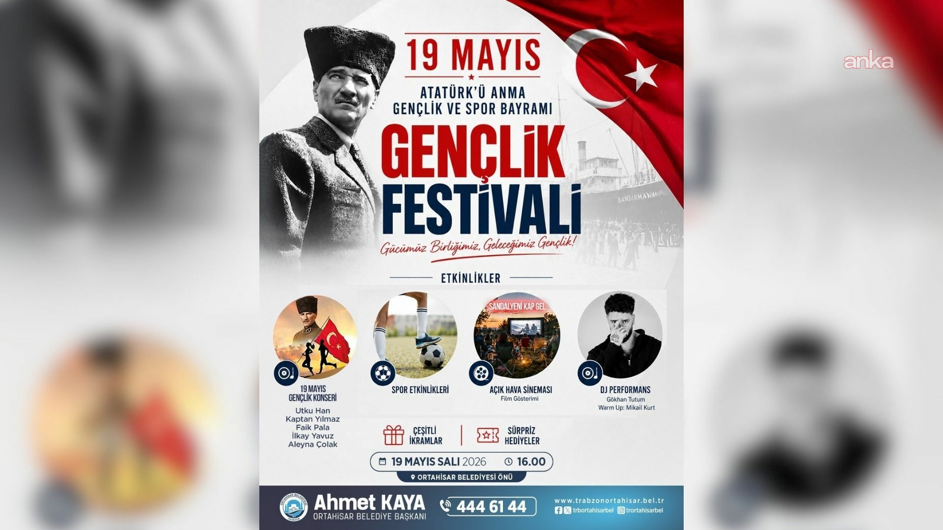 Ortahisar’da 19 Mayıs, “Gençlik Festivali” ve “Gençlik Konseri” ile kutlanacak