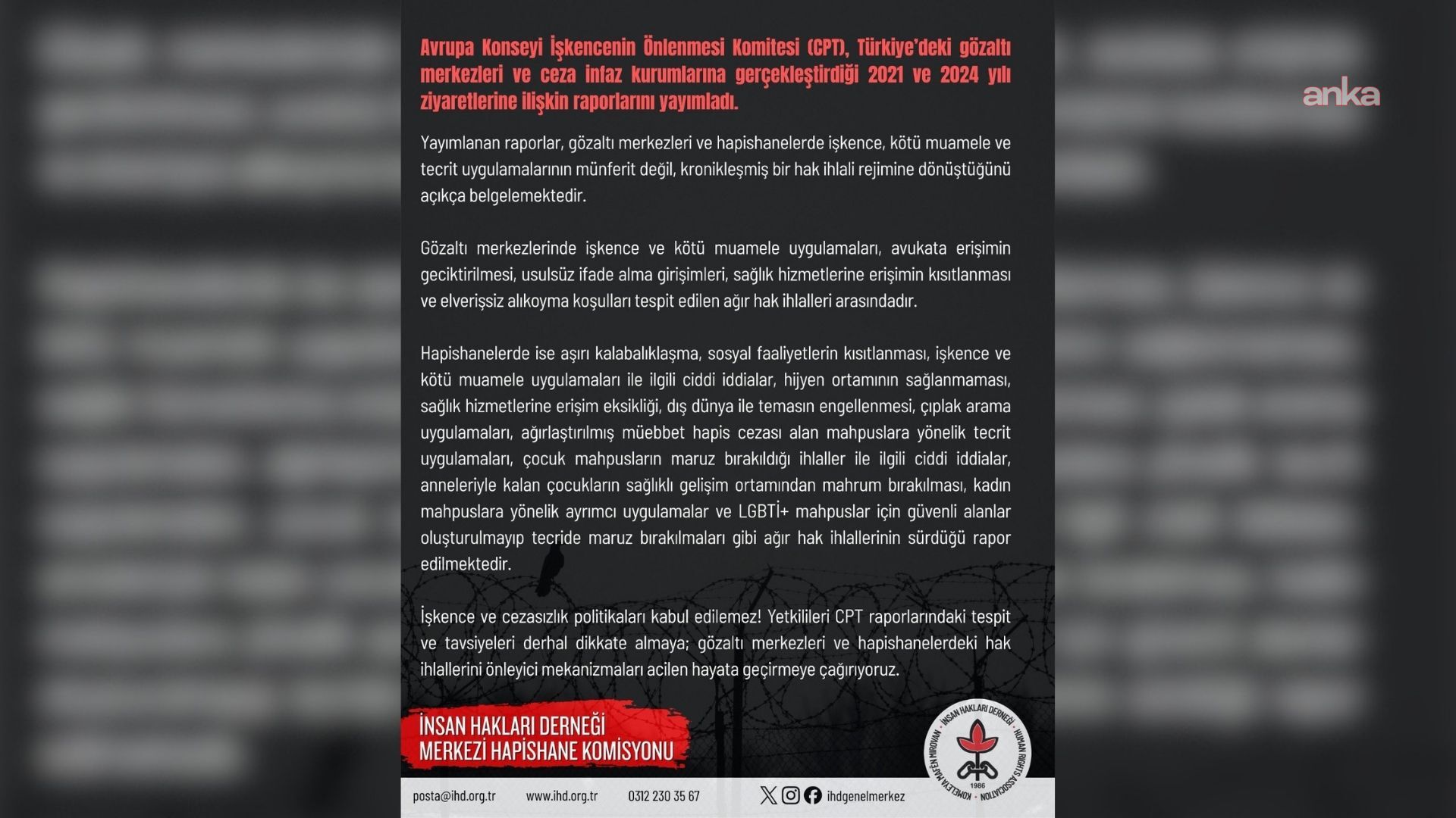 İnsan Hakları Derneği: Yetkilileri, hak ihlallerini önleyici mekanizmaları acilen hayata geçirmeye çağırıyoruz