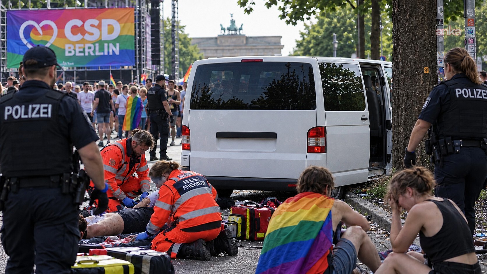 Berlin'de "onur yürüşü"nde minibüs kalabalığa daldı: 1 ölü, 16 yaralı