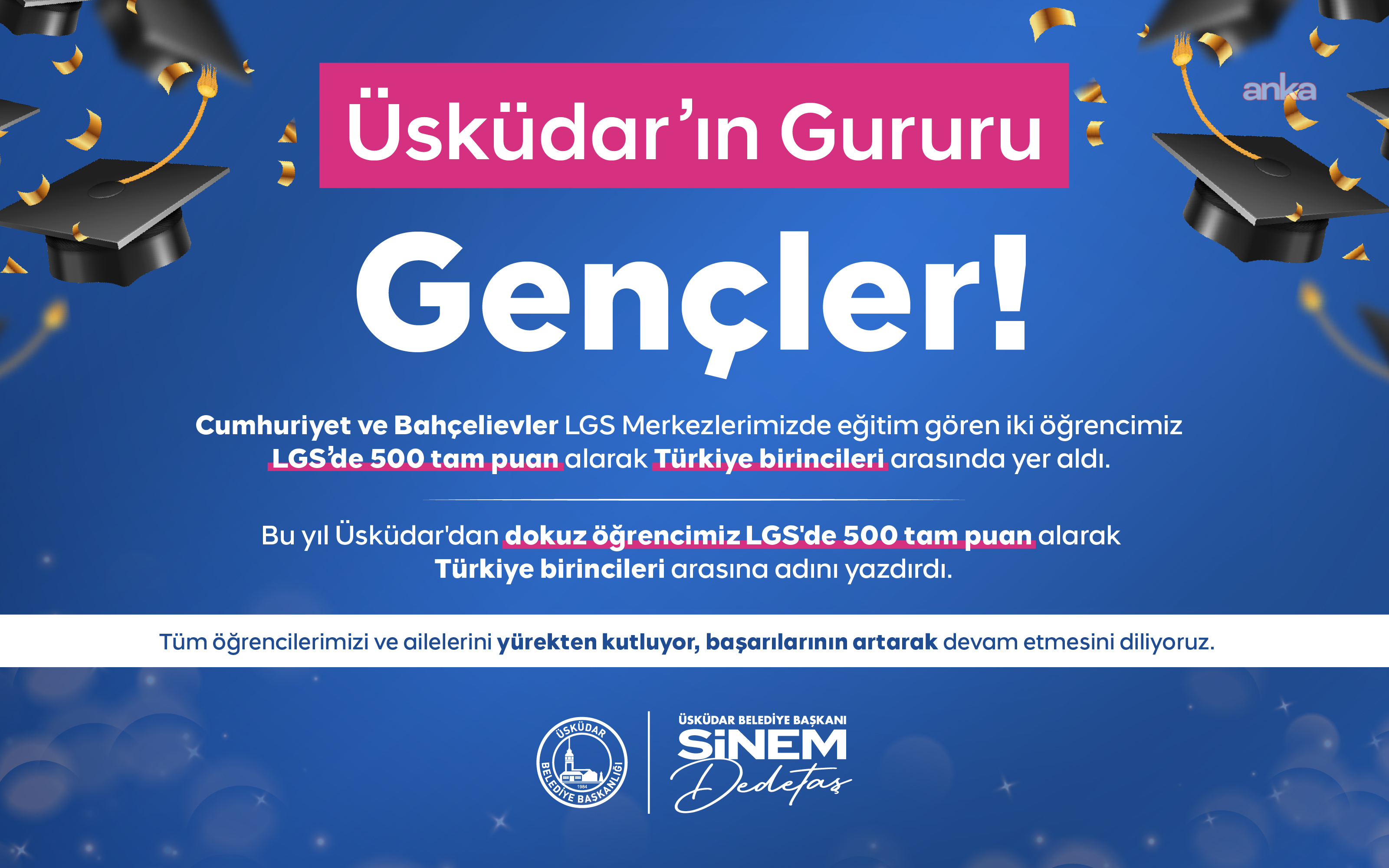 Üsküdar Belediyesi LGS Hazırlık Merkezleri, iki Türkiye birincisi çıkardı