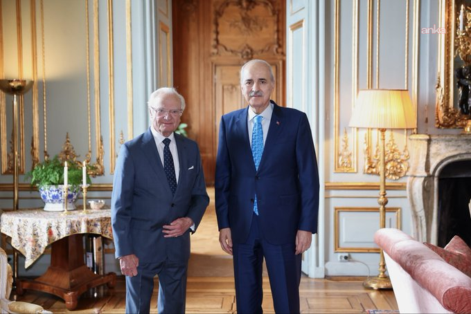 TBMM Başkanı Kurtulmuş, İsveç Kralı Carl  XVI. Gustaf ile bir araya geldi