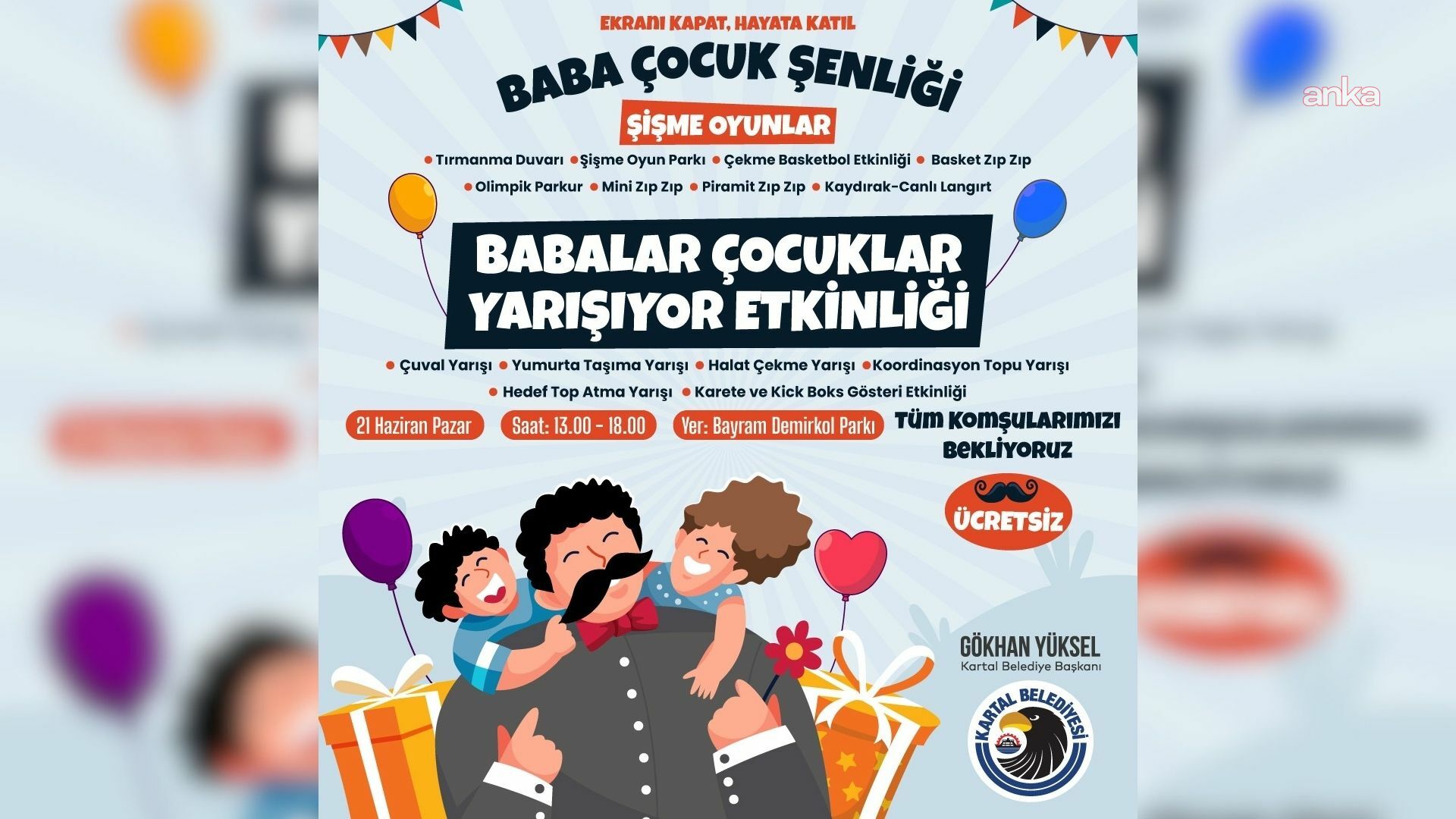 Kartal’da “Baba Çocuk Şenliği” ile Babalar Günü coşkusu yaşanacak