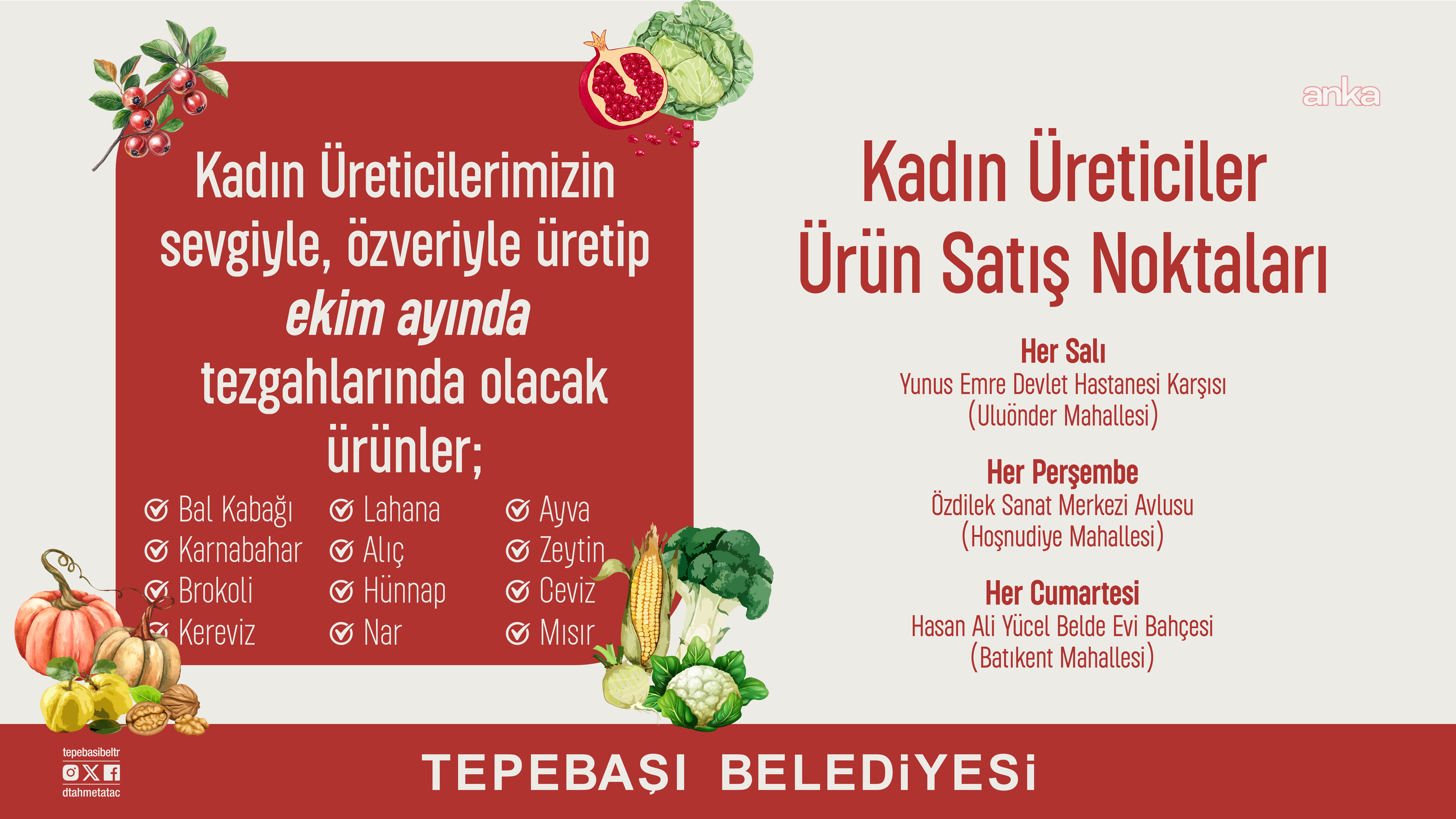 Tepebaşı’nda kadın üreticilerin ürünleri ekim ayında üç noktada satışta