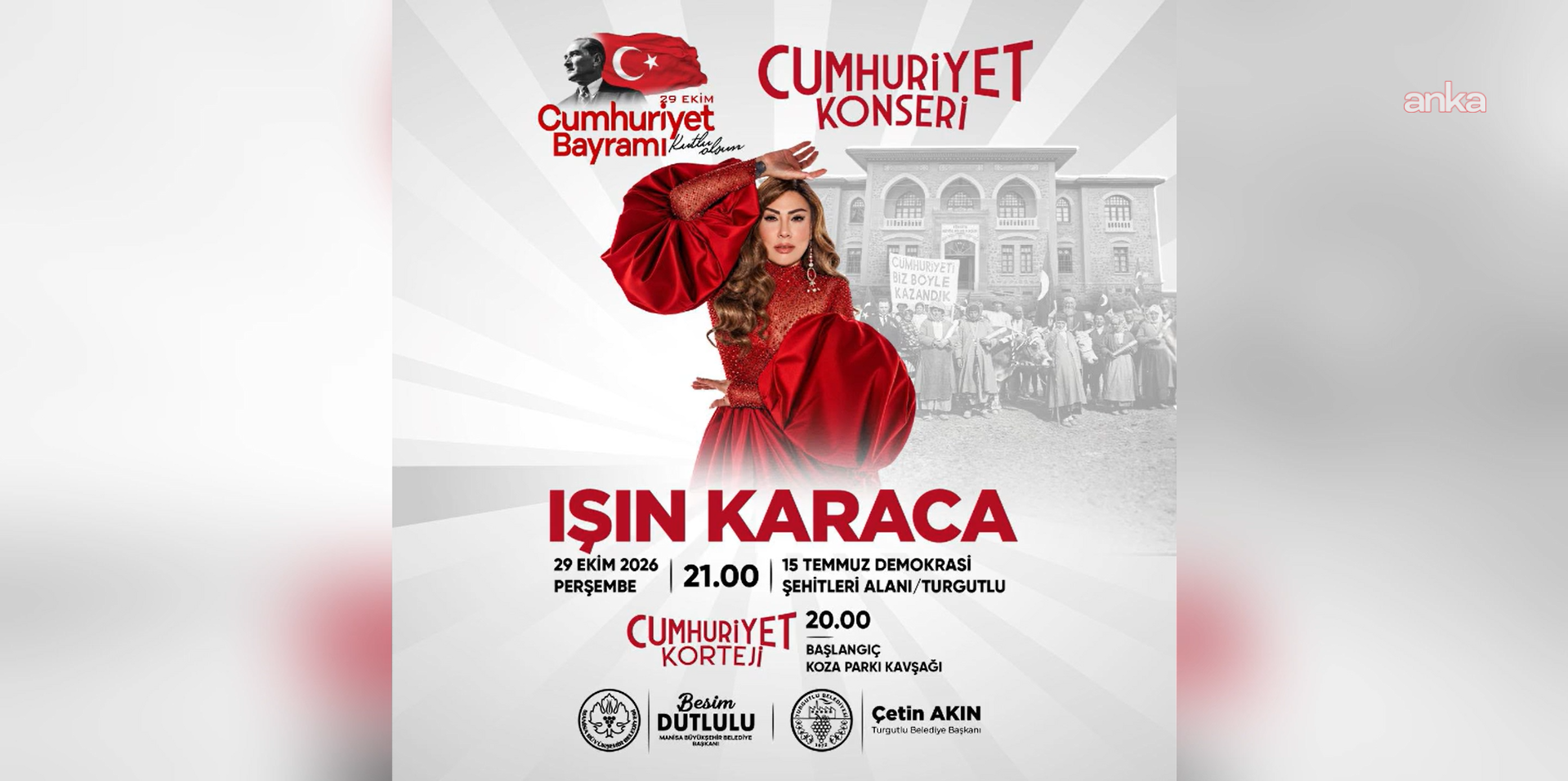 Turgutlu'da 29 Ekim, Işın Karaca konseriyle kutlanacak