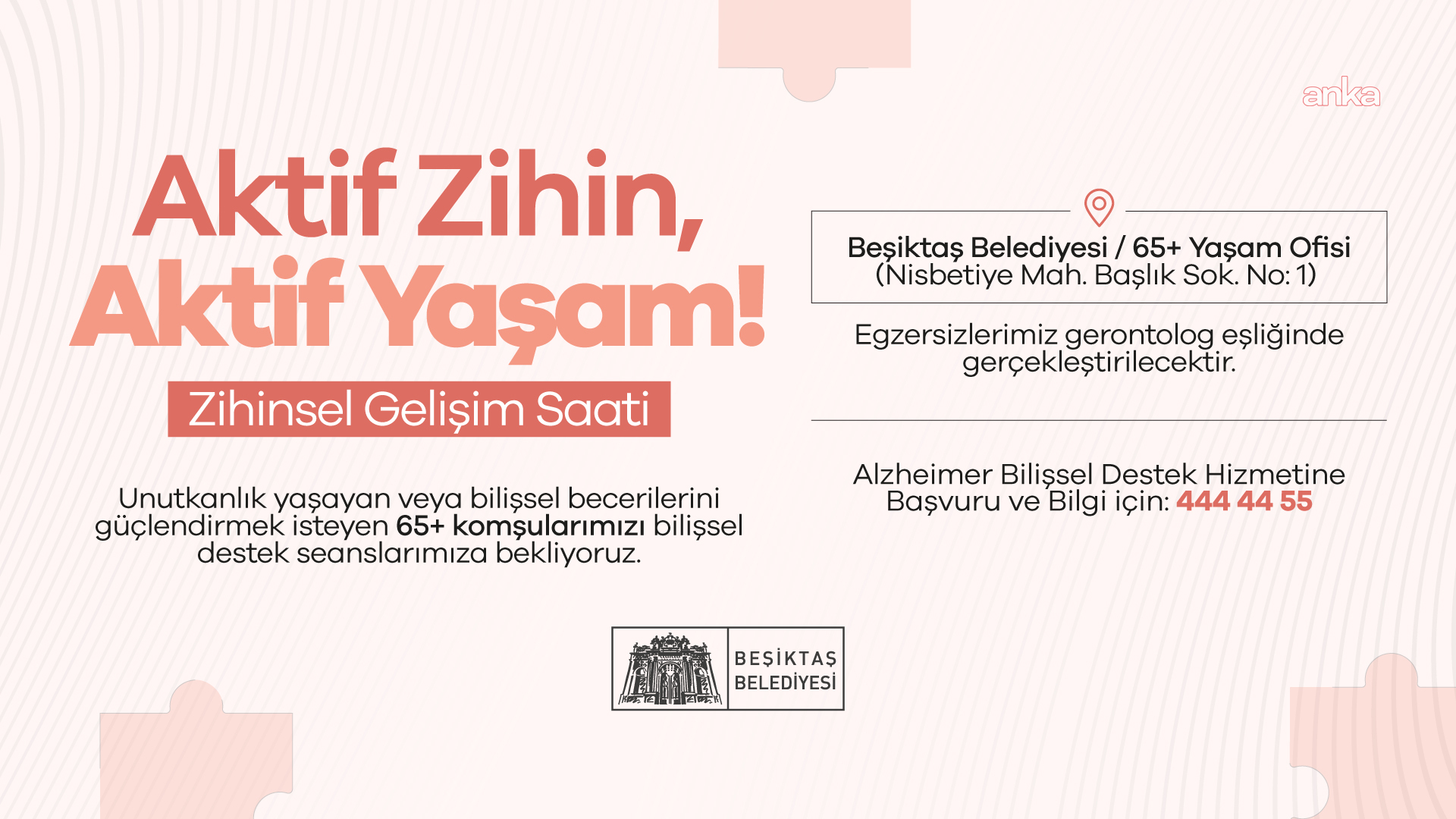 Beşiktaş Belediyesi'nin "Alzheimer Bilişsel Destek Hizmeti" genişletildi