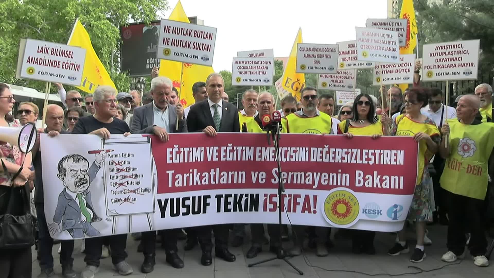 Eğitim-Sen'den Milli Eğitim Bakanı protestosu: Tekin’in görevdeki ilk üç yılı koyu karanlık bir dönem olmuştur