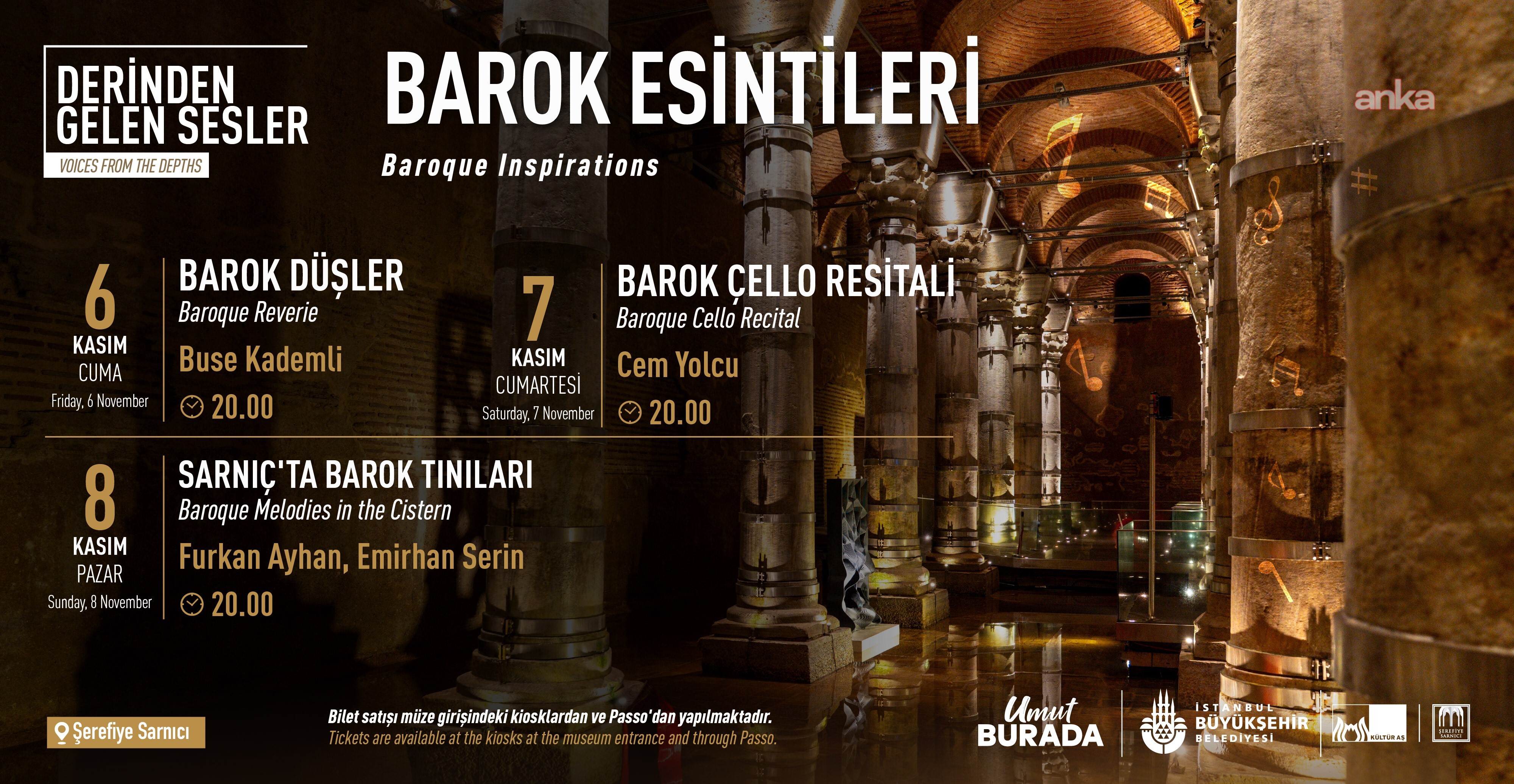“Derinden Gelen Sesler” kasım ayında Barok müziğin tınılarını Şerefiye Sarnıcı'na taşıyacak