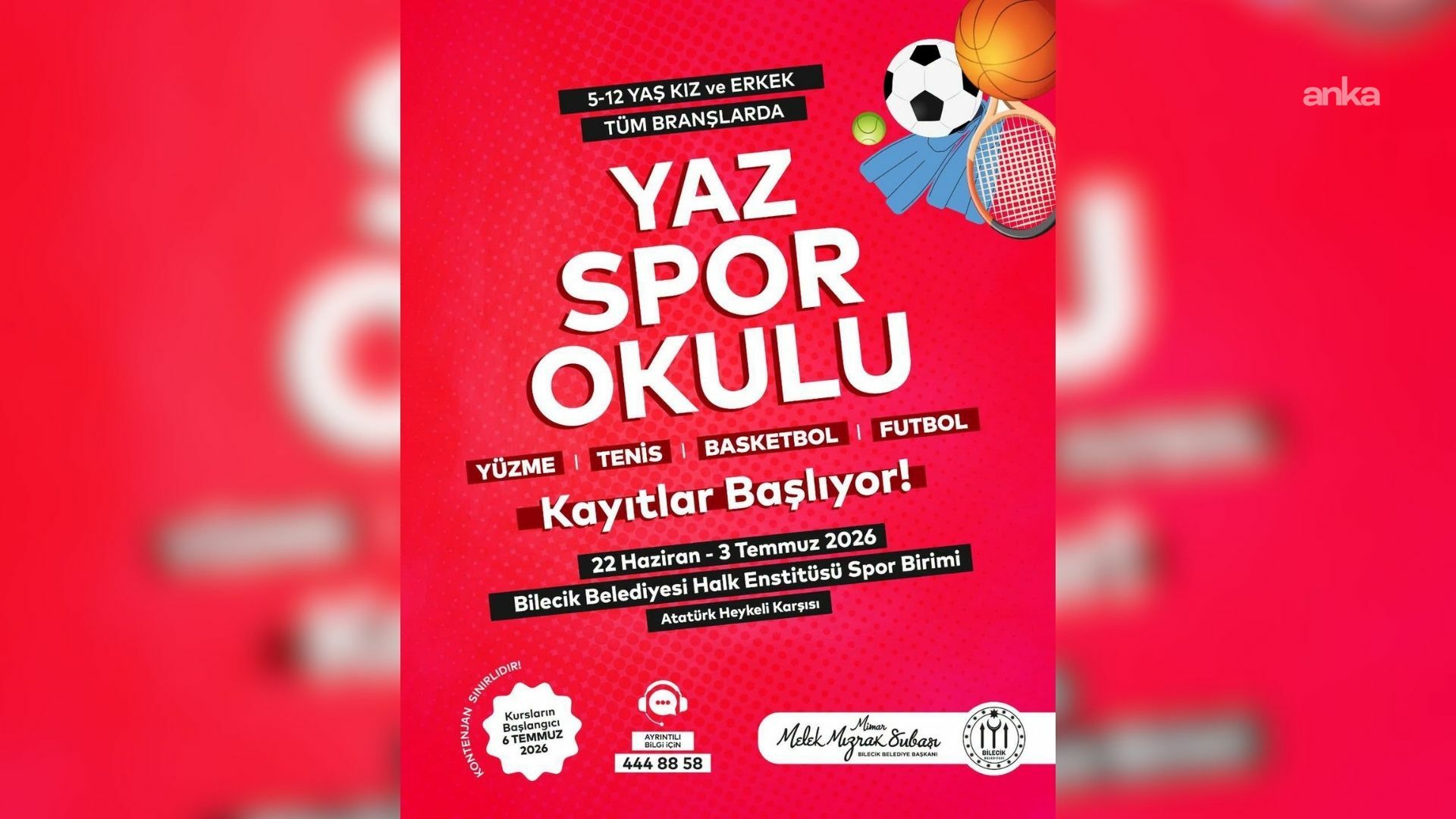 Bilecik Belediyesi Yaz Spor Okulları için kayıtlar başladı