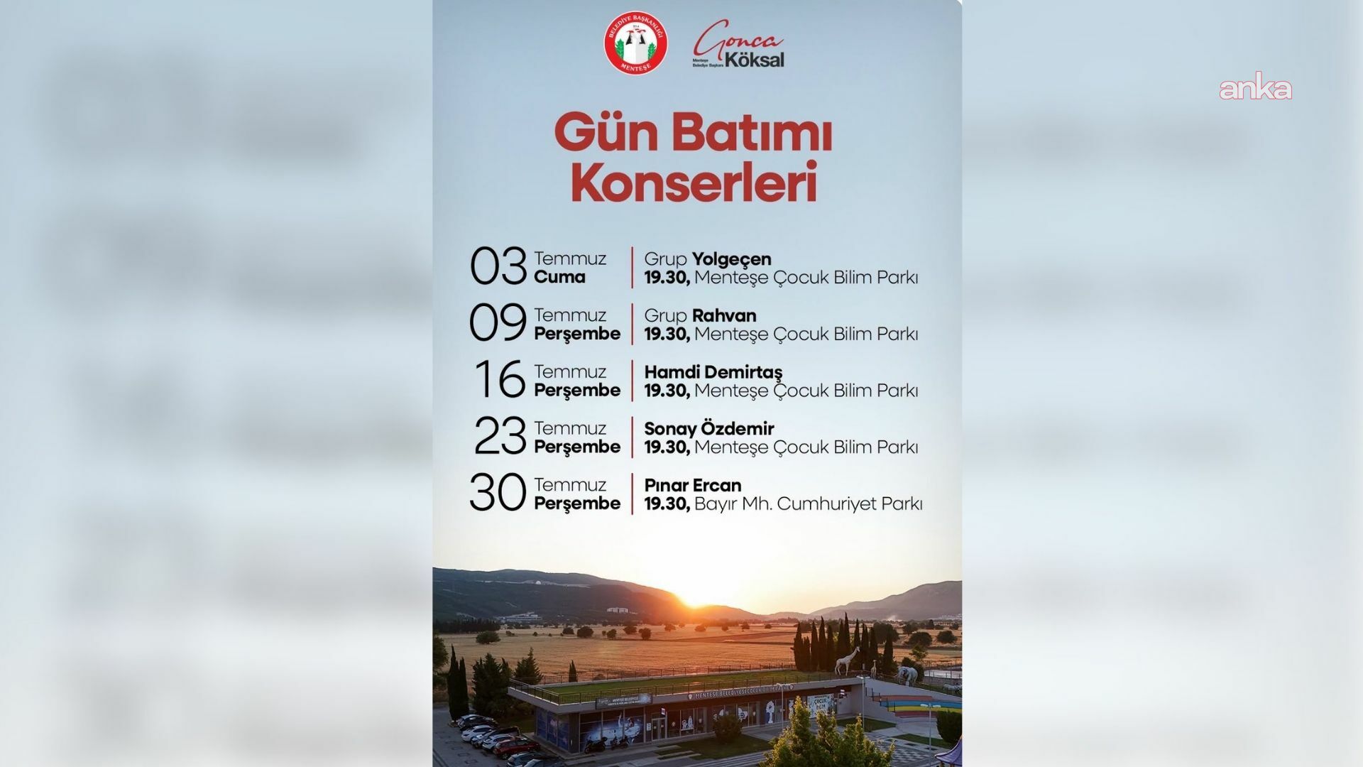 Menteşe Belediyesi Gün Batımı Konserleri başlıyor
