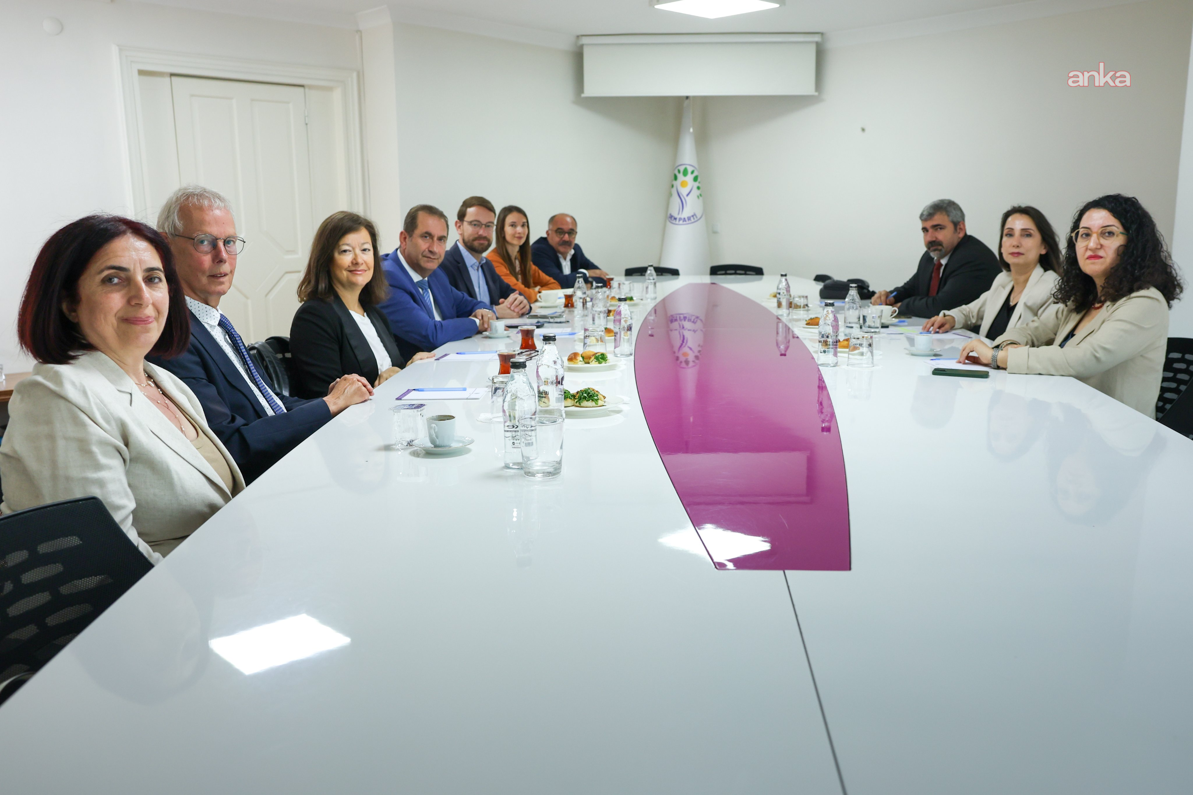 AKPM Avrupa Birleşik Sol Grubu heyeti,  DEM Parti Eş Genel Başkanı Hatimoğulları'nı ziyaret etti