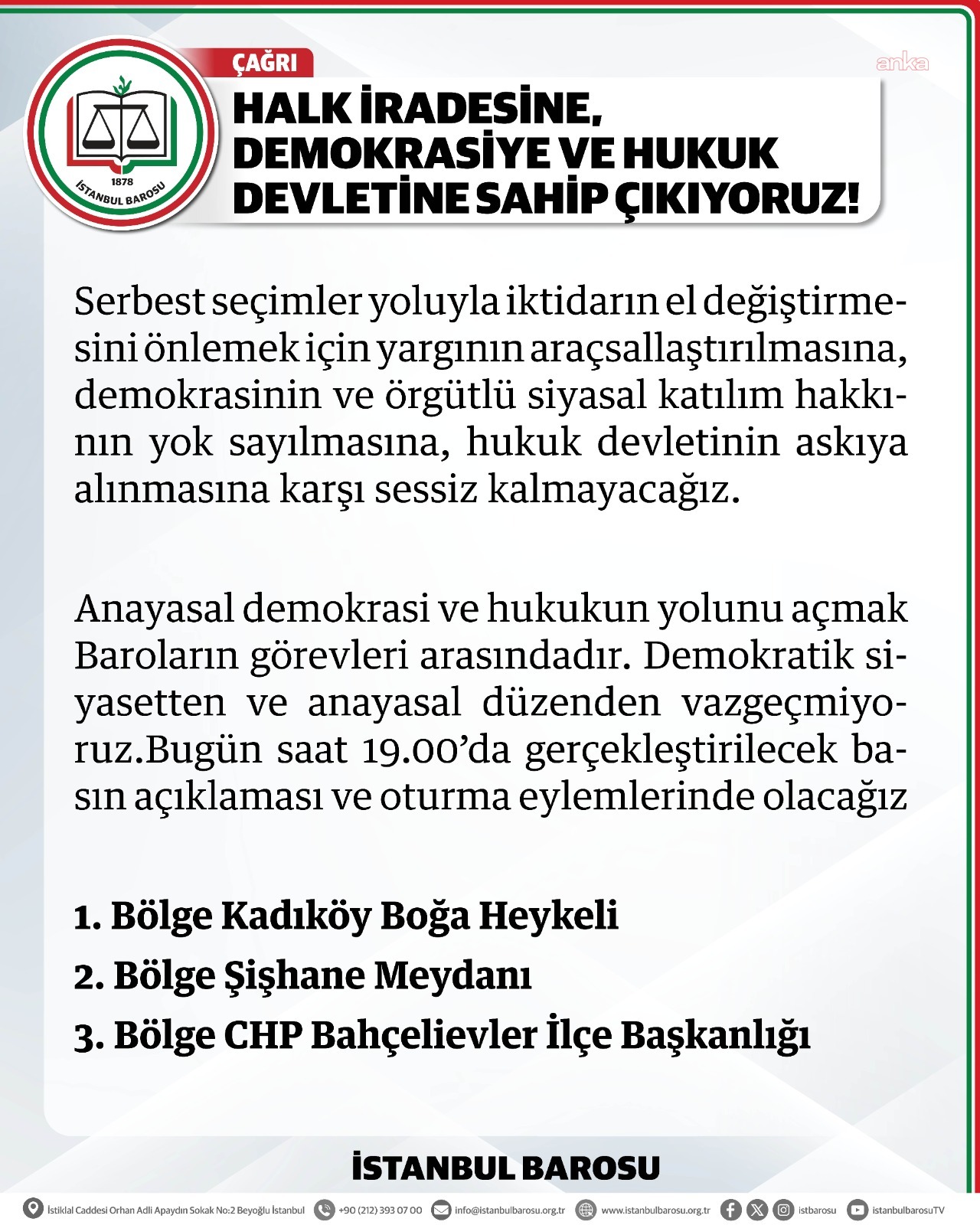 İstanbul Barosu: "Halk iradesine, demokrasiye ve hukuk devletine sahip çıkıyoruz”