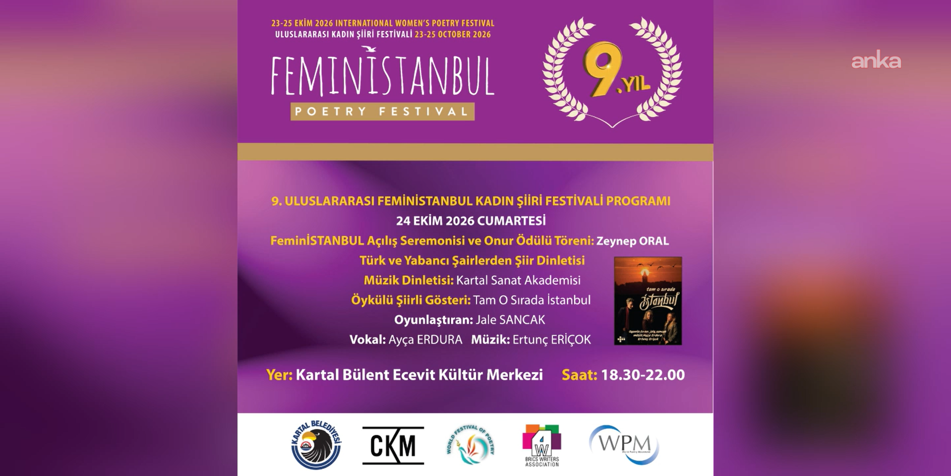 Farklı ülkelerden şairler, Kartal'da "9. FeminİSTANBUL Festivali"nde buluşacak