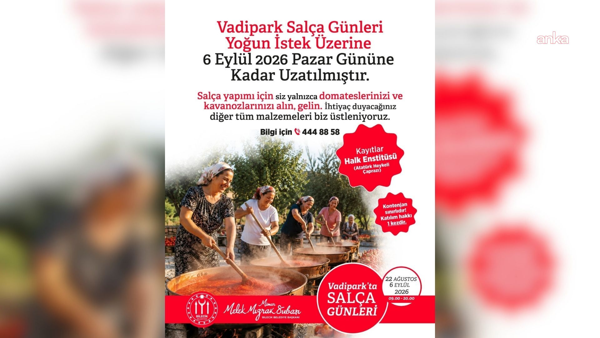 Bilecik’te salça yapım günlerine yoğun talep: Süre, 6 Eylül’e kadar uzatıldı