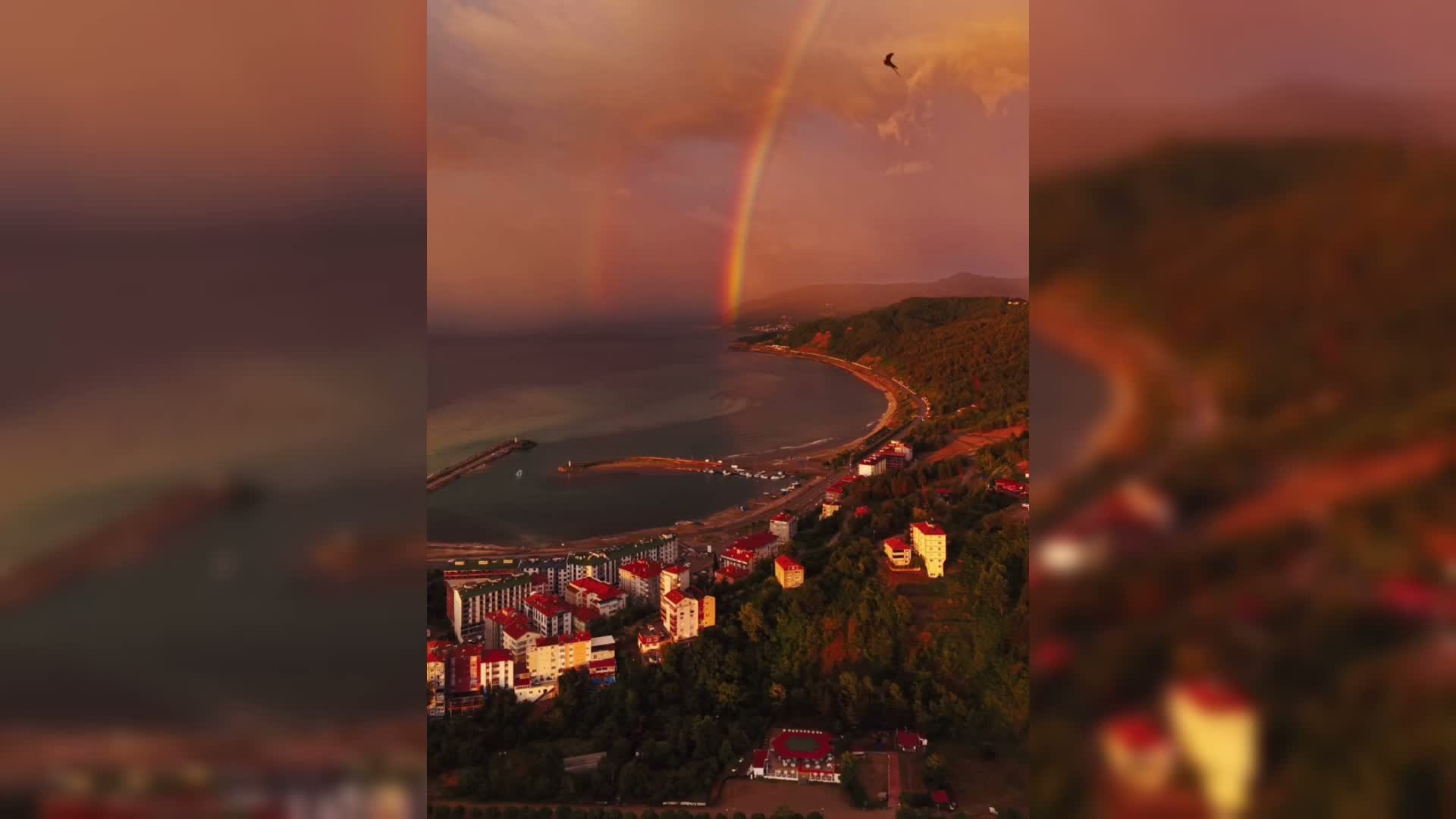 Sinop'ta çift gökkuşağı gökyüzünü süsledi