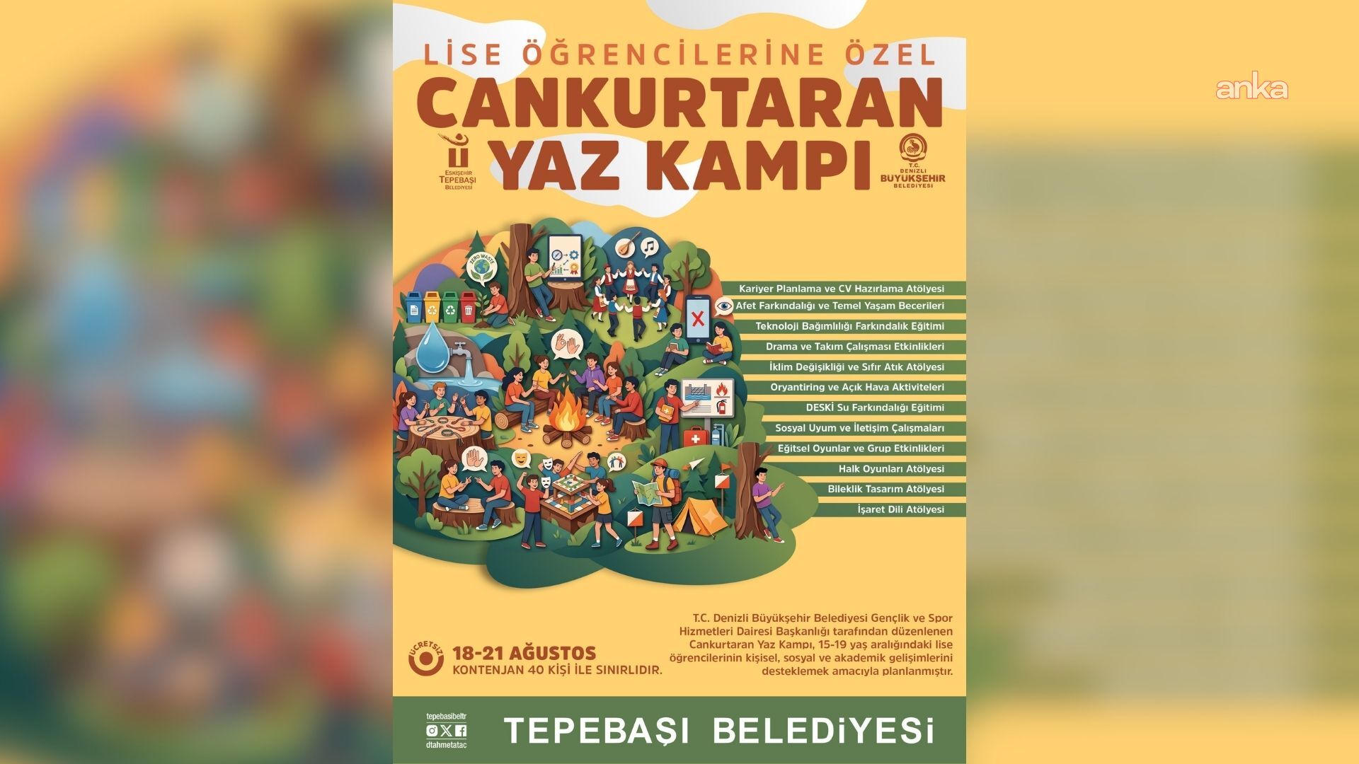 Tepebaşı Belediyesi ve Denizli Büyükşehir Belediyesi’nden gençlere özel yaz kampı