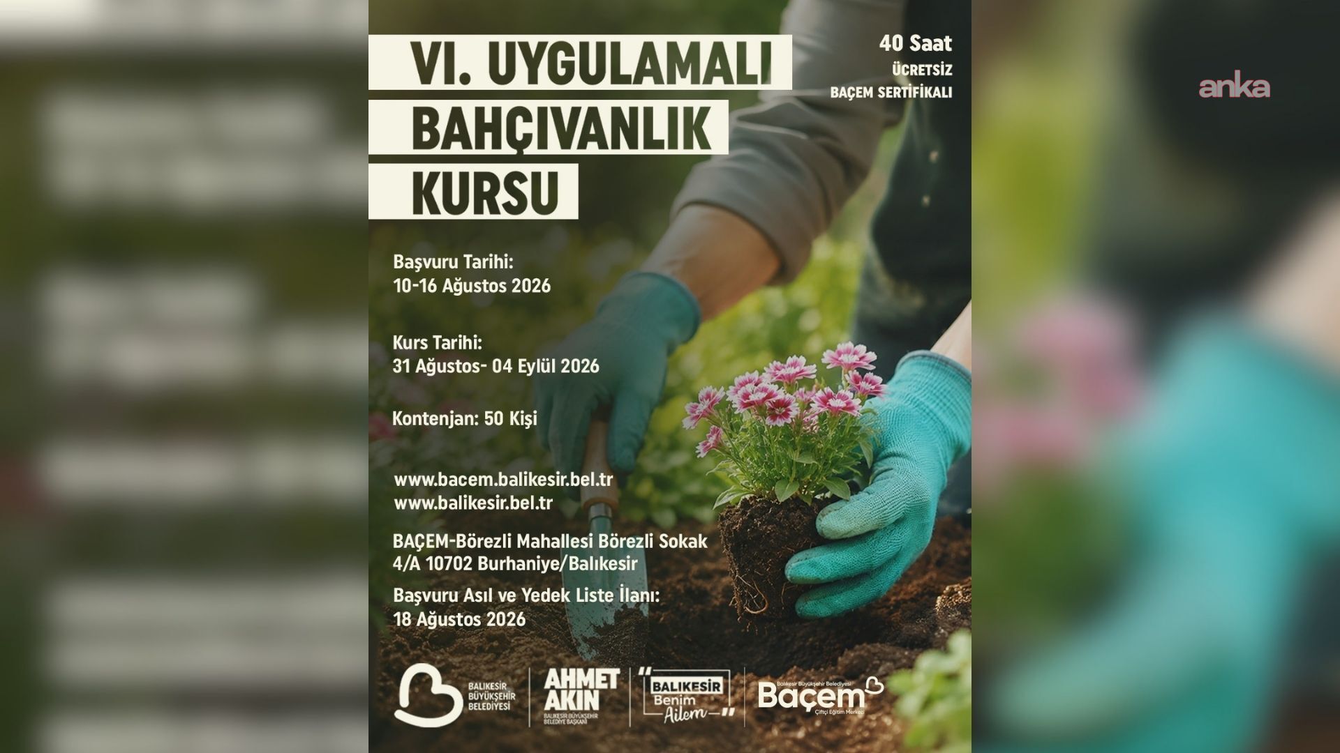 BAÇEM’de bahçıvanlık eğitiminde altıncı buluşma