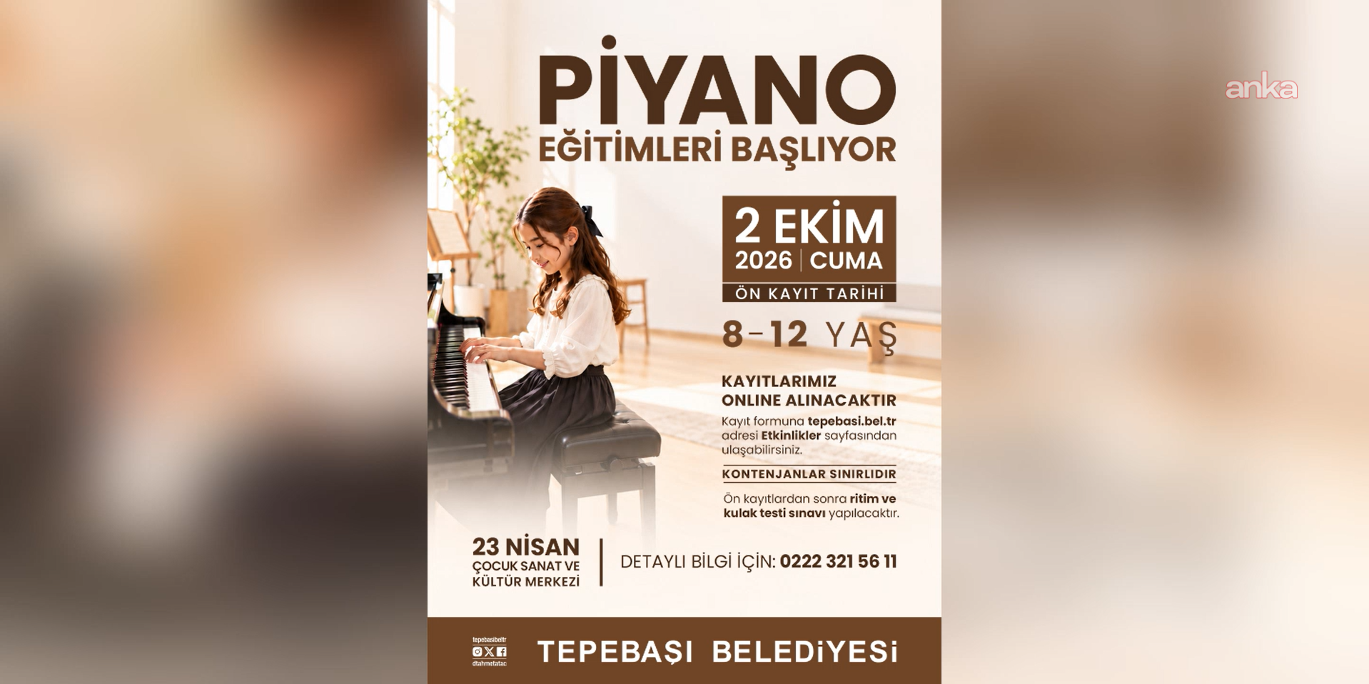 Tepebaşı’nda çocuklar için piyano eğitimleri başlıyor