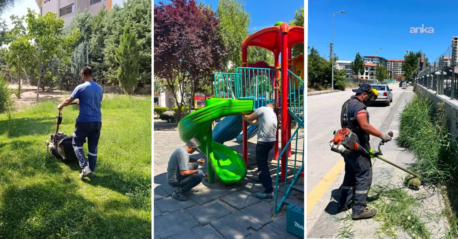 Kahramankazan’da park ve yeşil alanlarda bakım çalışması