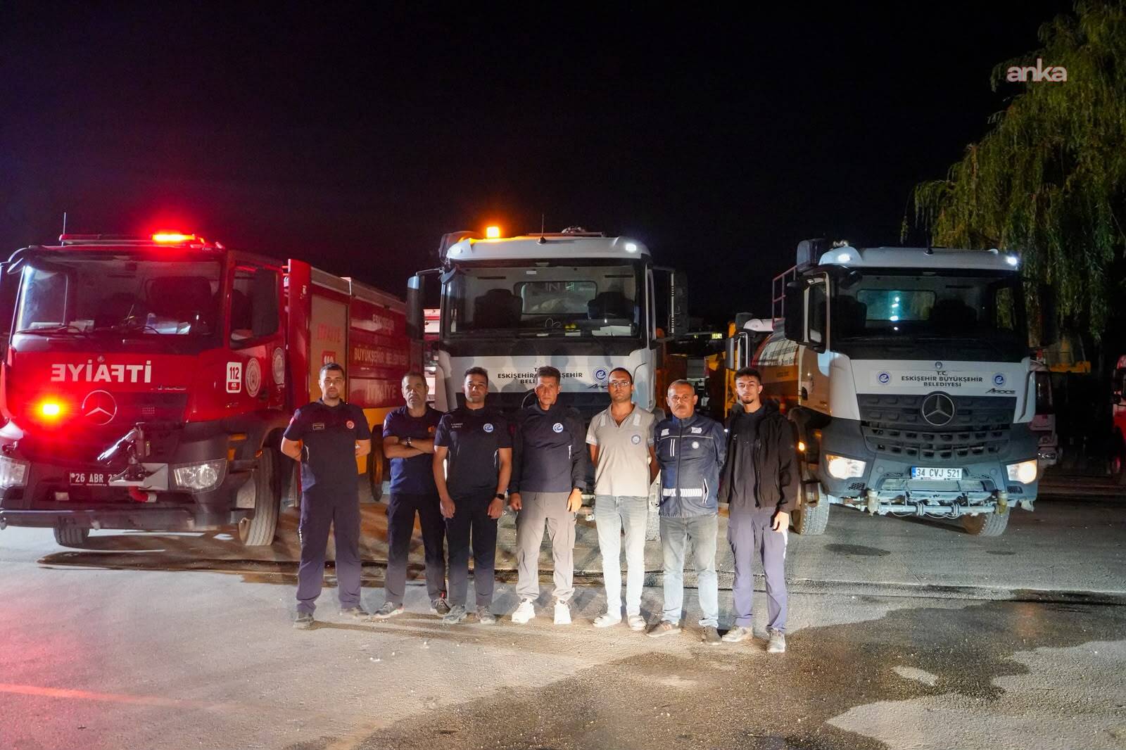 Eskişehir İtfaiyesi'nden Çine'deki yangın söndürme çalışmalarına destek