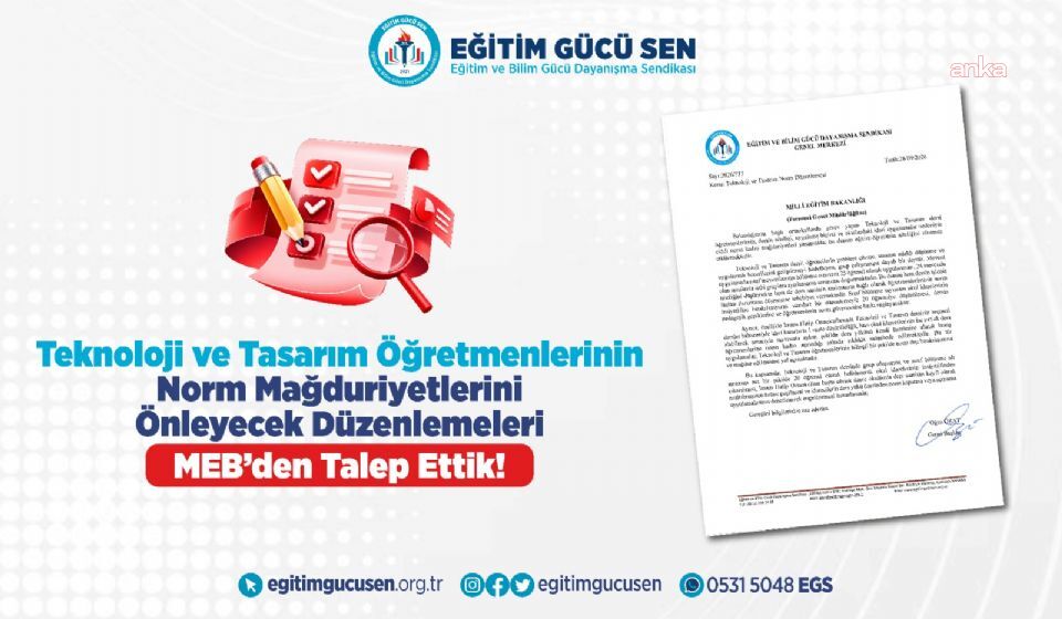 Eğitim Gücü Sen’den MEB’e Teknoloji ve Tasarım öğretmenleri için başvuru