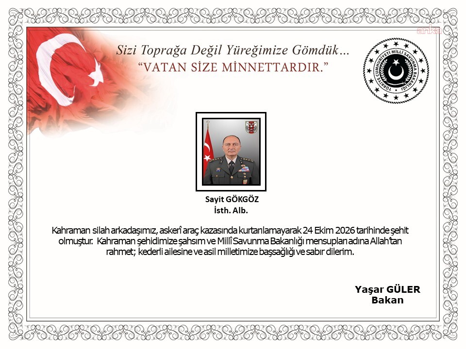 İstihbarat Albayı Sayit Gökgöz, askeri araç kazasında şehit oldu