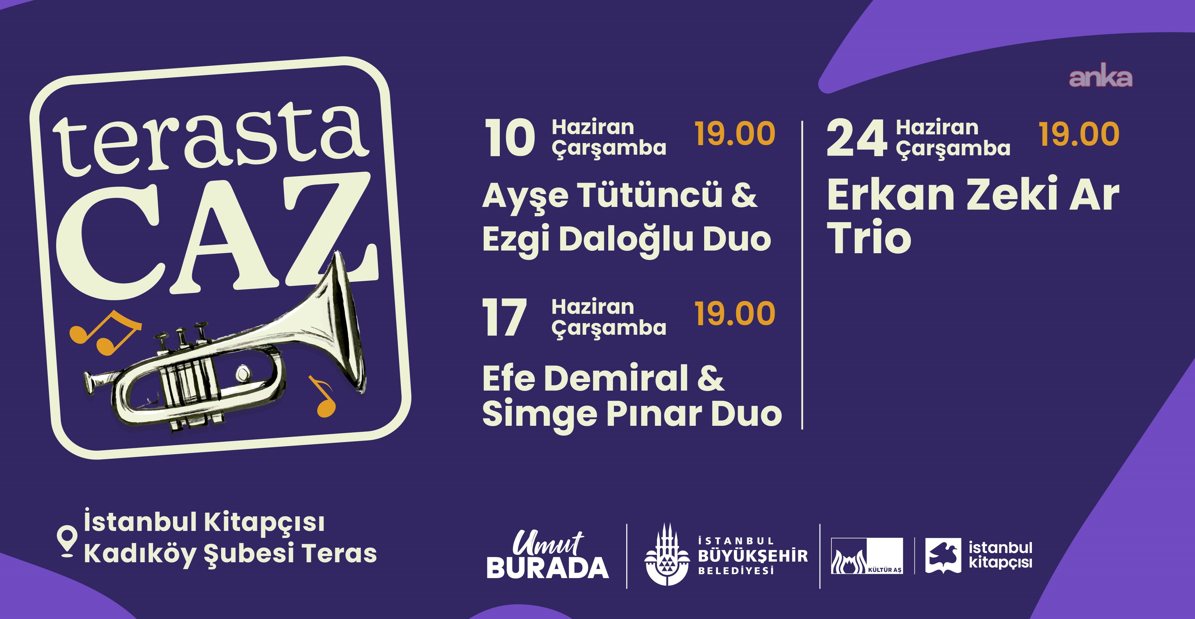 İstanbul Kitapçısı Kadıköy terasında “Terasta Caz” konserleri haziran ayında da devam ediyor