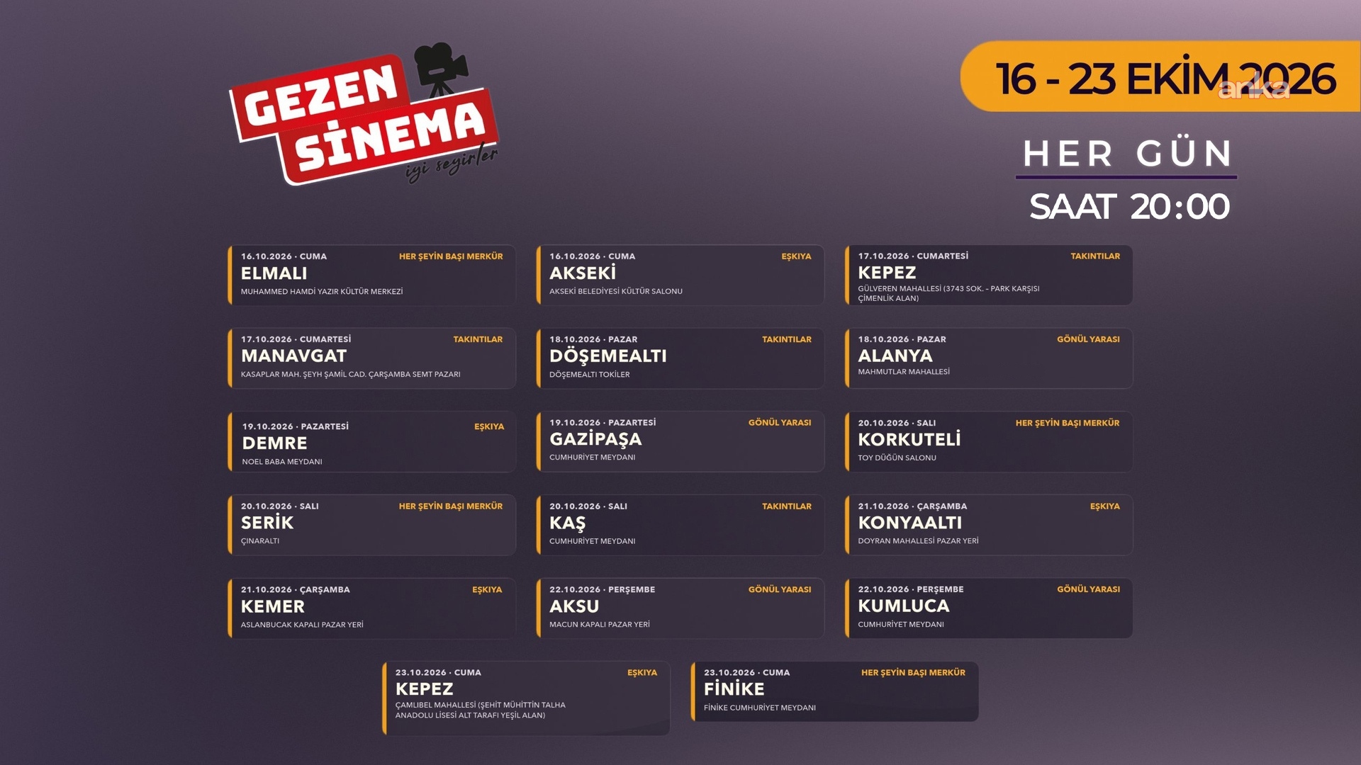 Antalya'da Altın Portakal heyecanı &ldquo;Gezen Sinema&rdquo; ile il&ccedil;elerde başlıyor