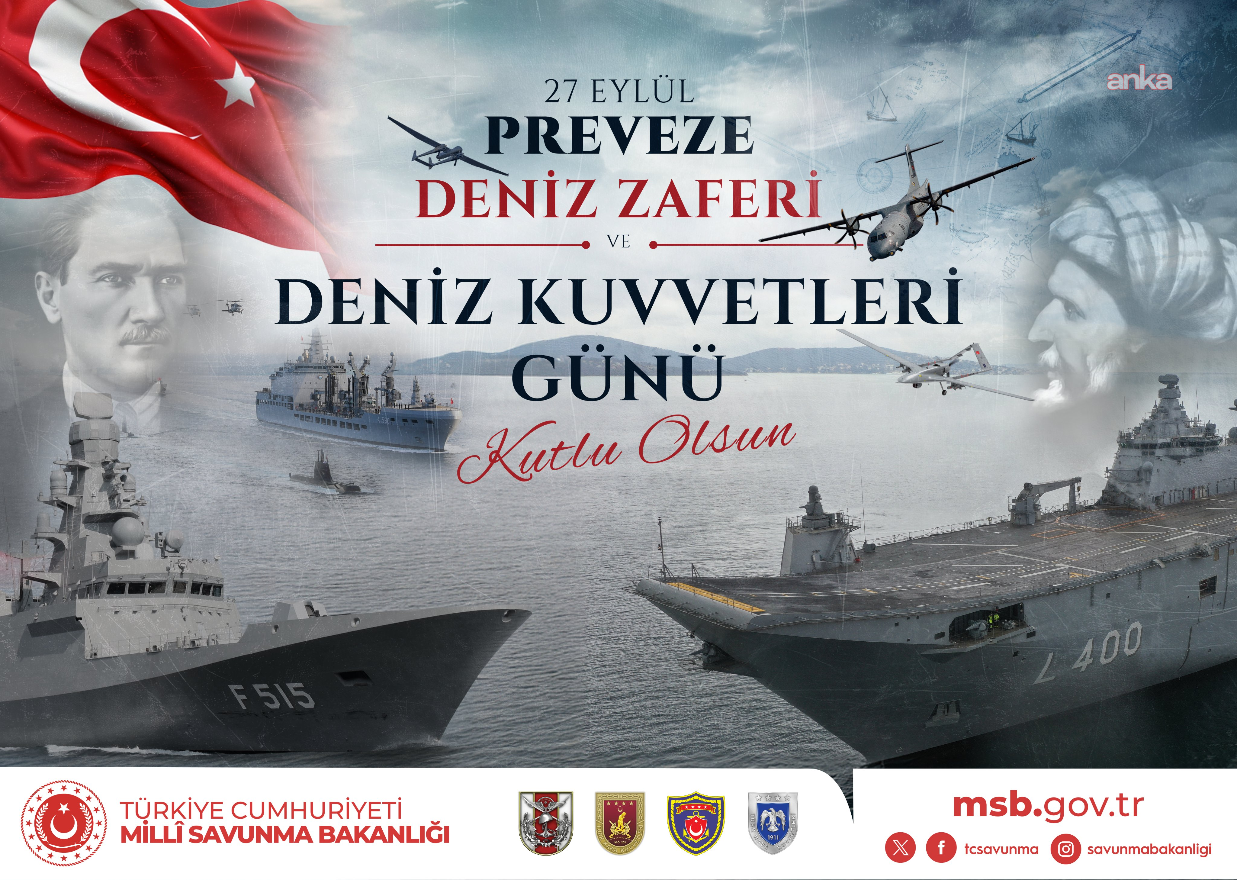 MSB'den Preveze Deniz Zaferi'nin 488'inci yıl dönümü ve Deniz Kuvvetleri Günü paylaşımı